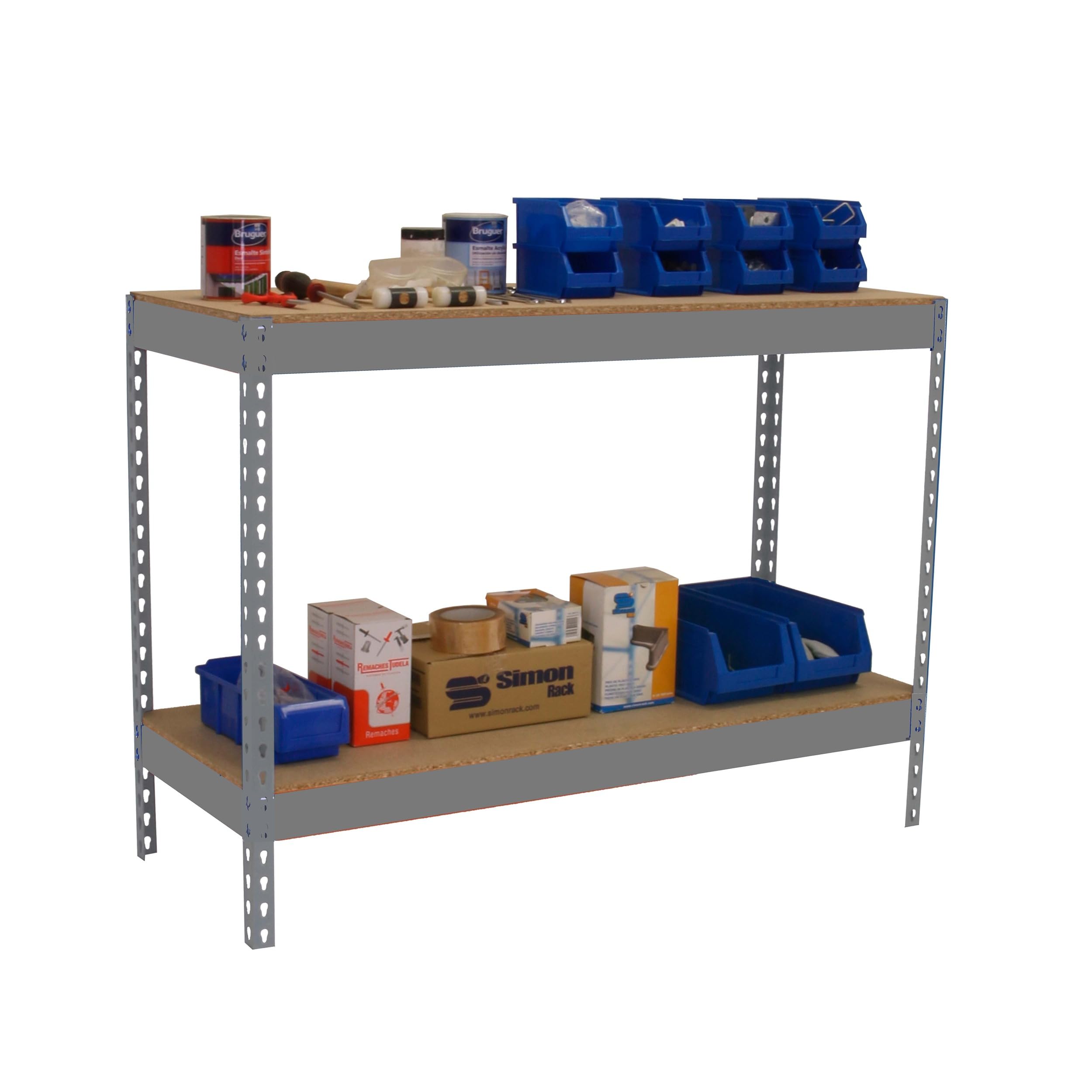 Simon Rack Banco de Trabajo Taller 1500x900 mm - BT Basic | Capacidad Carga 400 kg, Montaje sistema clic, Pintura anticorrosión, Gris