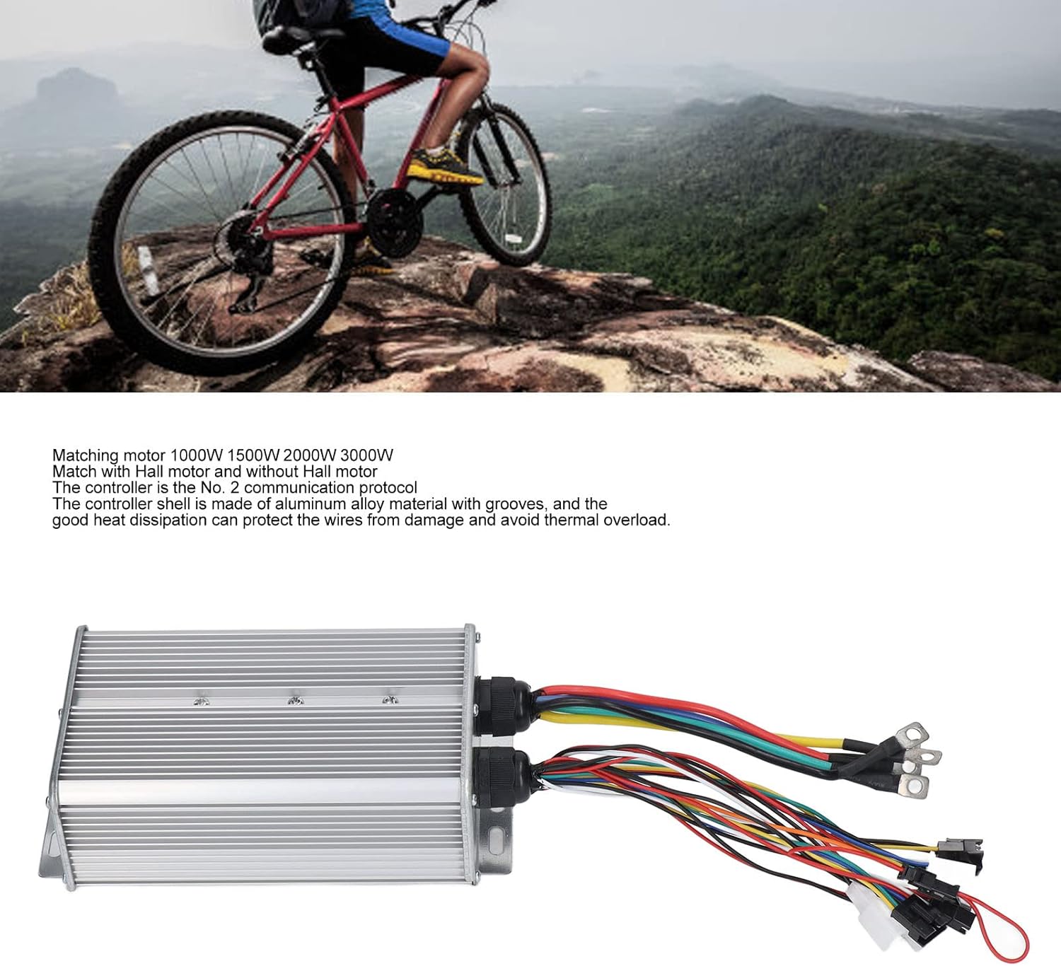48V 72V 60A Electric Bike Controller - Dual Mode 8 Tube Sine Controller with Connector for Ycles & Scooters - Lithium Tery Modification Accessory