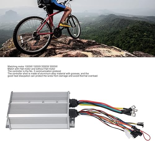 Miniatura 5 de Alomejor Controlador eléctrico, 48 V, 72 V, 60 A, modo dual, 18 tubos, controlador sinusoidal con conector para scooter, modificación de batería de