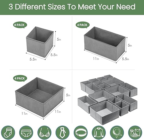 Miniatura 3 de Criusia Organizador de cajones de ropa, paquete de 16 organizadores de cajones de ropa interior, organizadores plegables de armario y divisores de