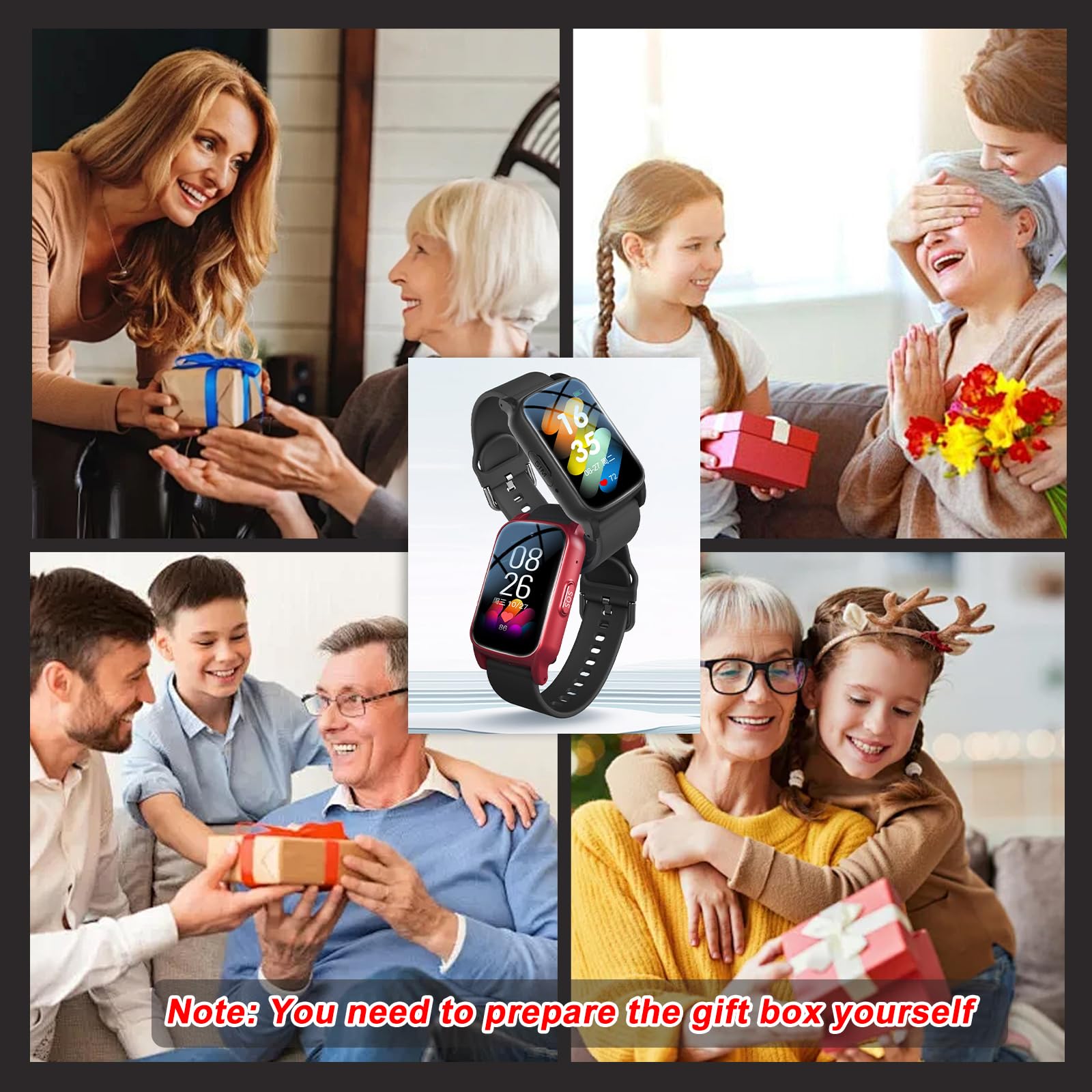 Reloj Localizador Personas Mayores, con Detección De Alertas De Caída Y Posición GPS, Botón SOS, Llamadas/Videollamadas, Pour AlzheimerRed,1.25 * 0.57 * 2.22inch