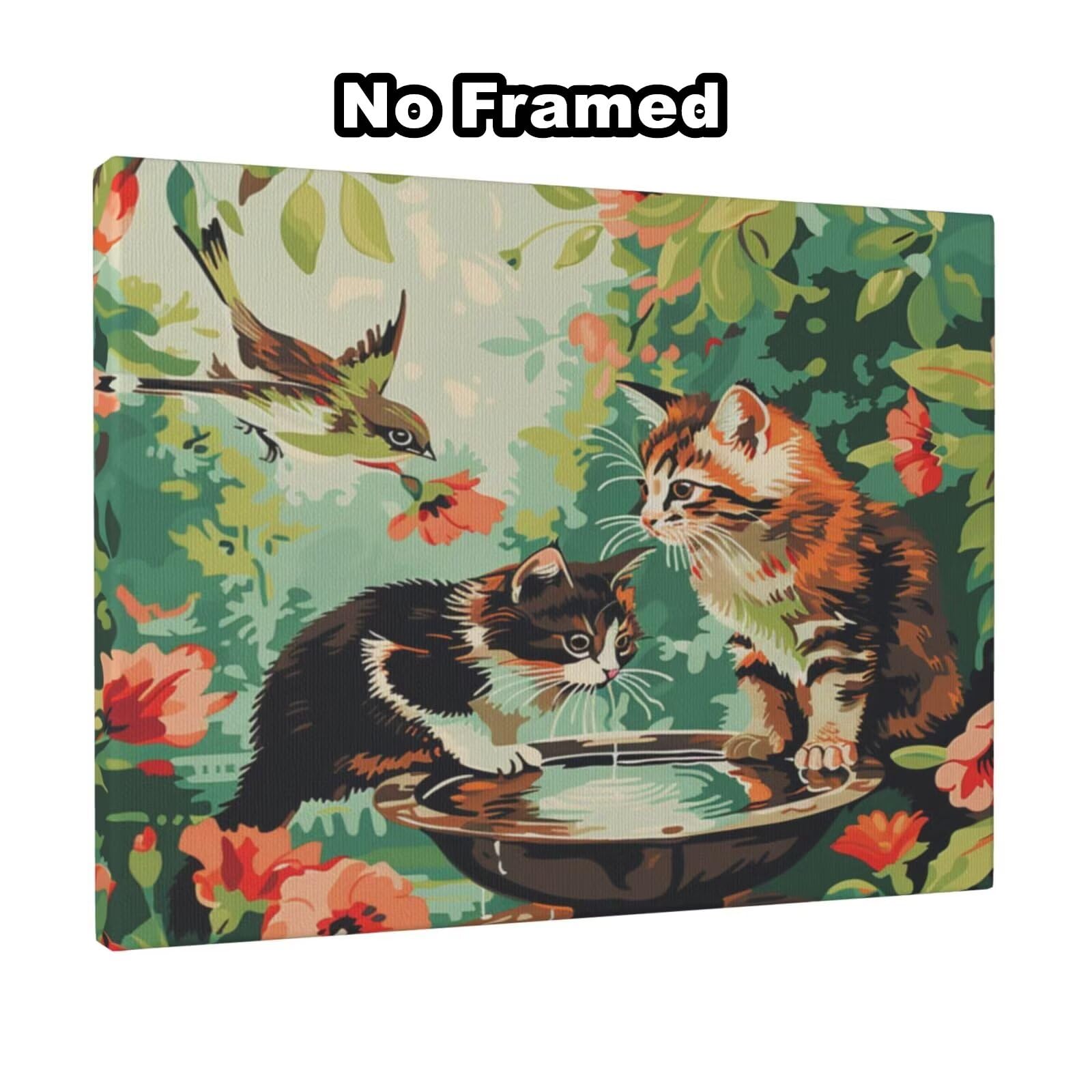 Kit per pittura con numeri per adulti, giardino, pittura a gatto con numeri per principianti, pittura acrilica con 6 pennelli, pittura ad olio per decorazione da parete, 100 x 75 cm, senza cornice)