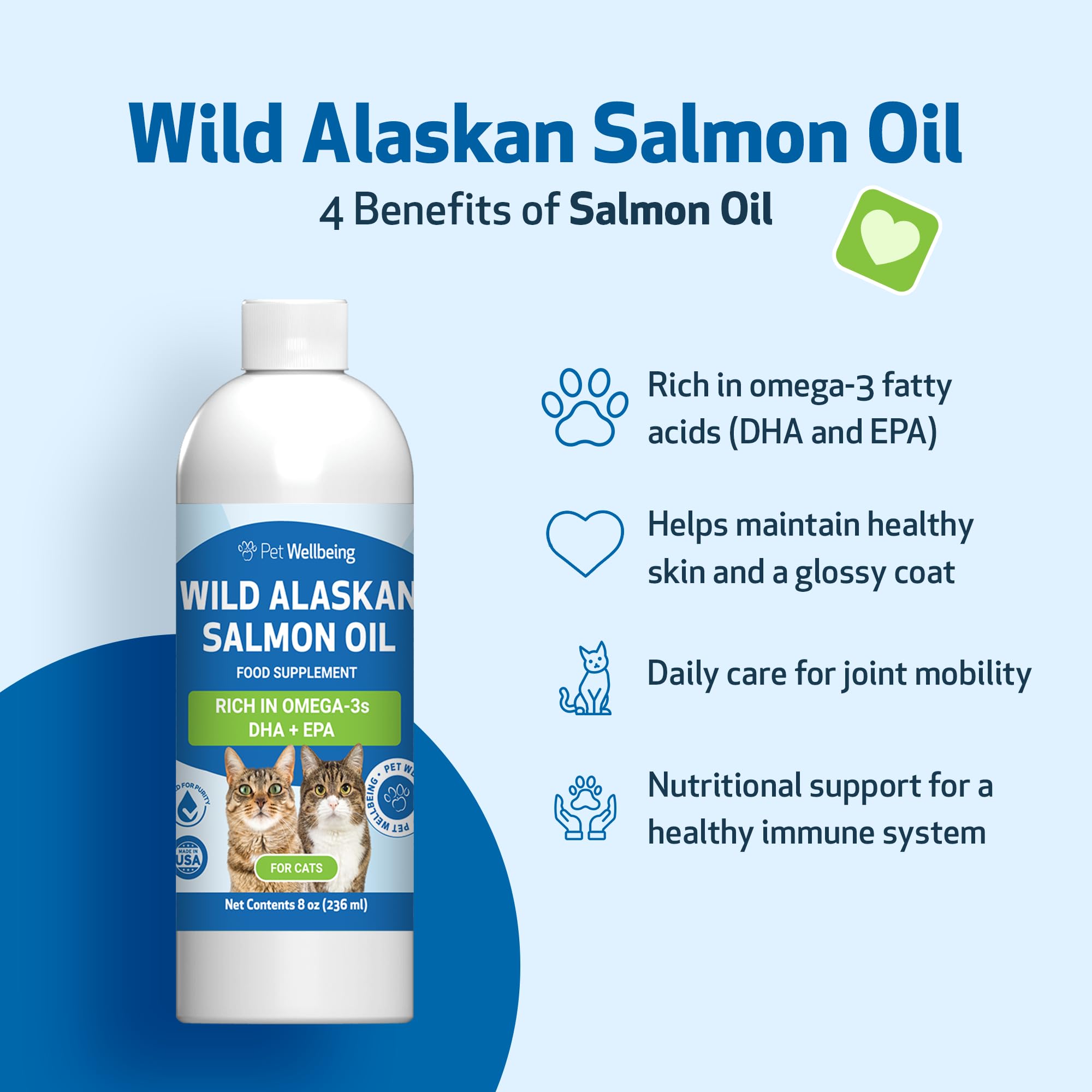 Pet Wellbeing Wild Alaskan Salmon Oil for Cats, Wild-Caught, Cold-Processed - Image 4