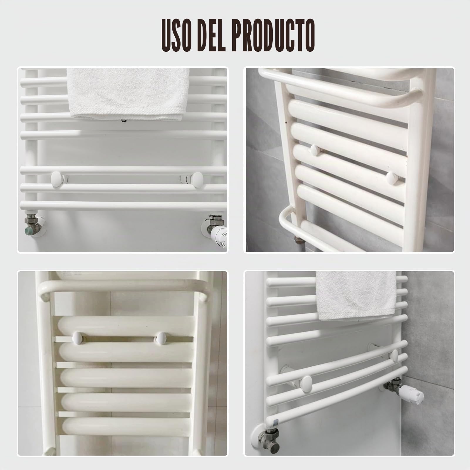 Paquete de 3 Soporte Toallero Radiador, Soporte para Radiadores de Pared, Soportes de Repuesto para Toallero Radiador, Montaje de Pared Calefactado, Compatible con Toalleros Rectos y Curvos