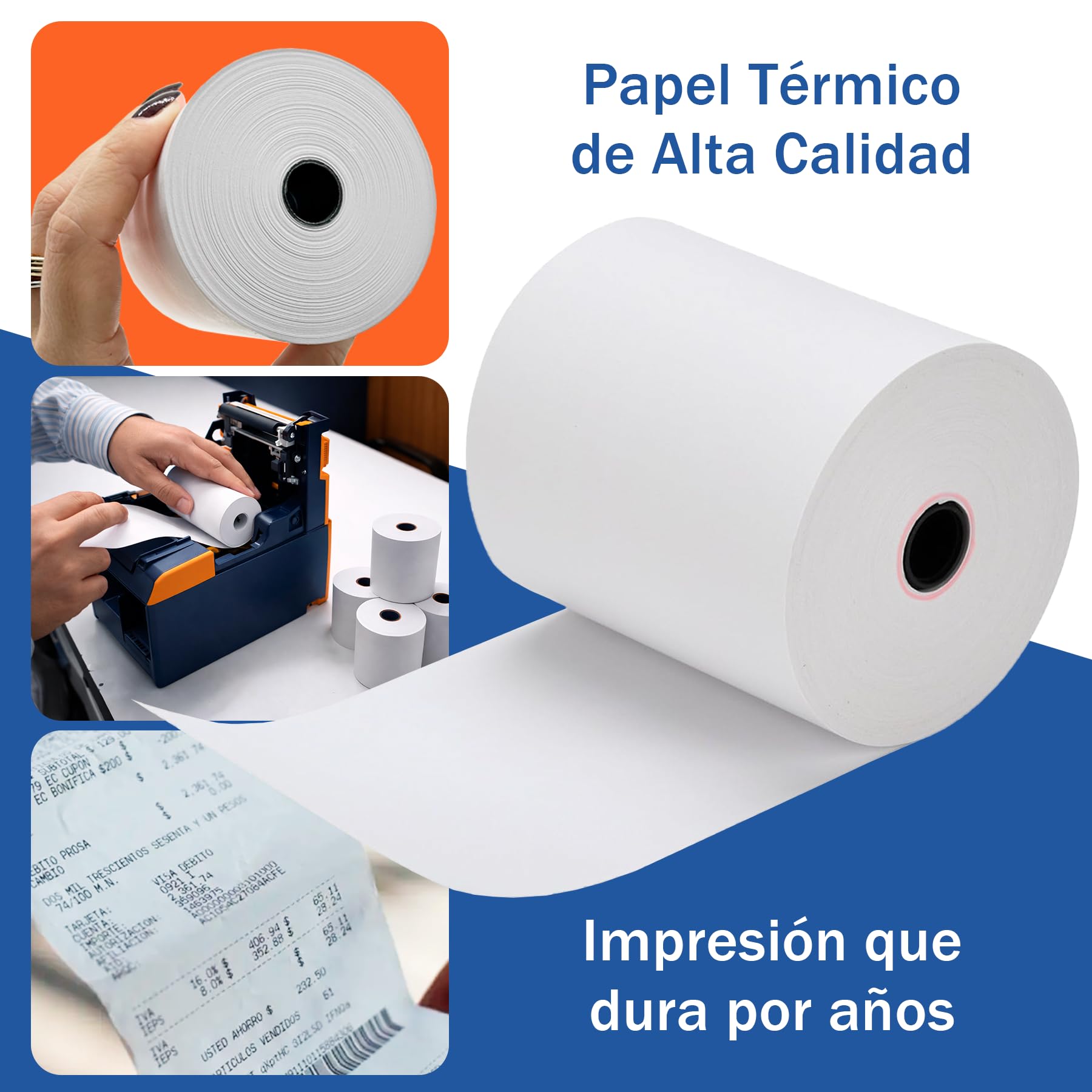 25 Rollos de Papel Térmico Premium 80x80 mm XXL Cia&Co, Alto Gramaje Blanco, BPA Free, Mandril 15 mm, Línea Roja, Compatible TPV POS ePOS, QRs y Códigos de Barras Legibles para VeriFactu y TicketBai