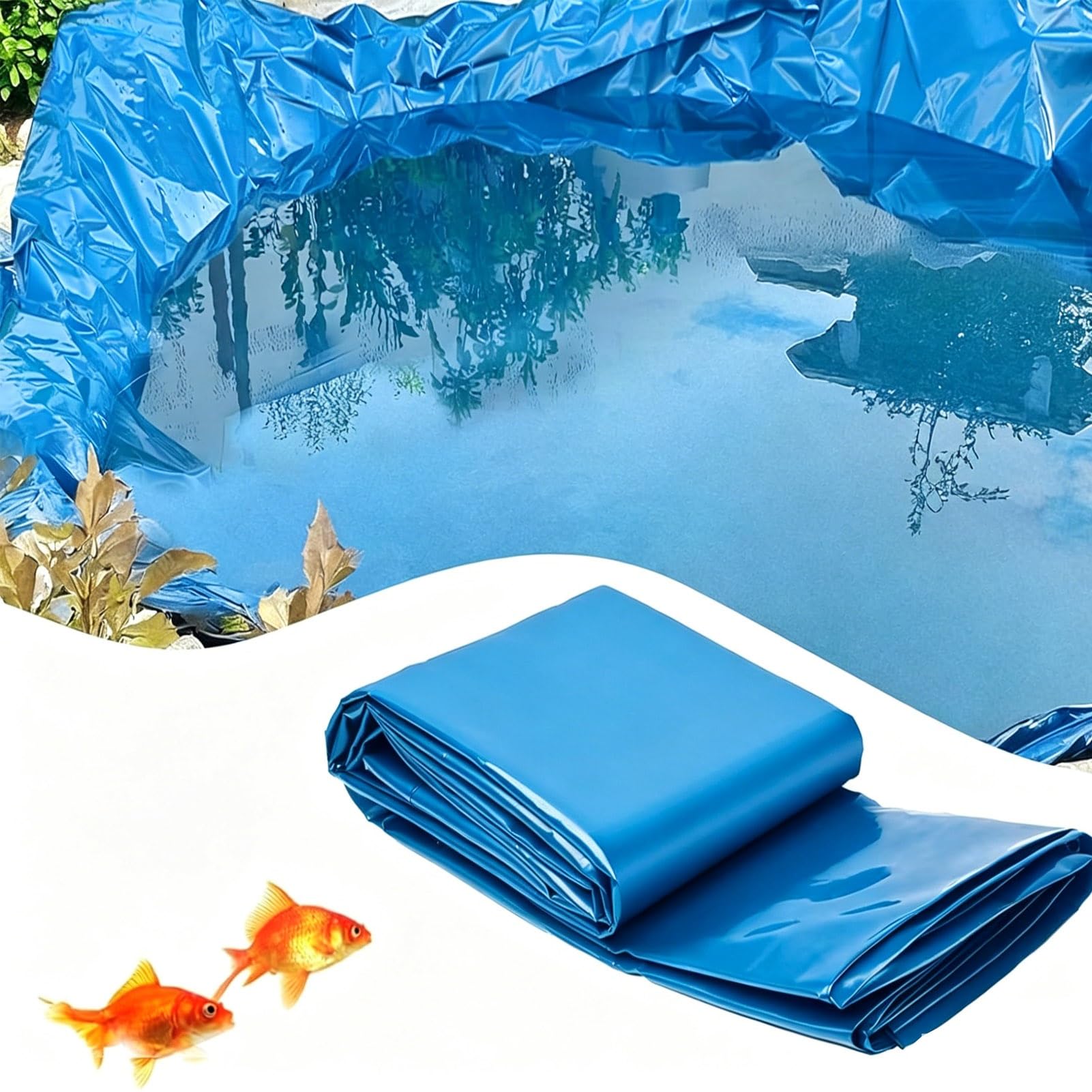 Revêtement d'étang à poissons en PEHD bleu 10x15m, membrane d'étanchéité durable haute densité