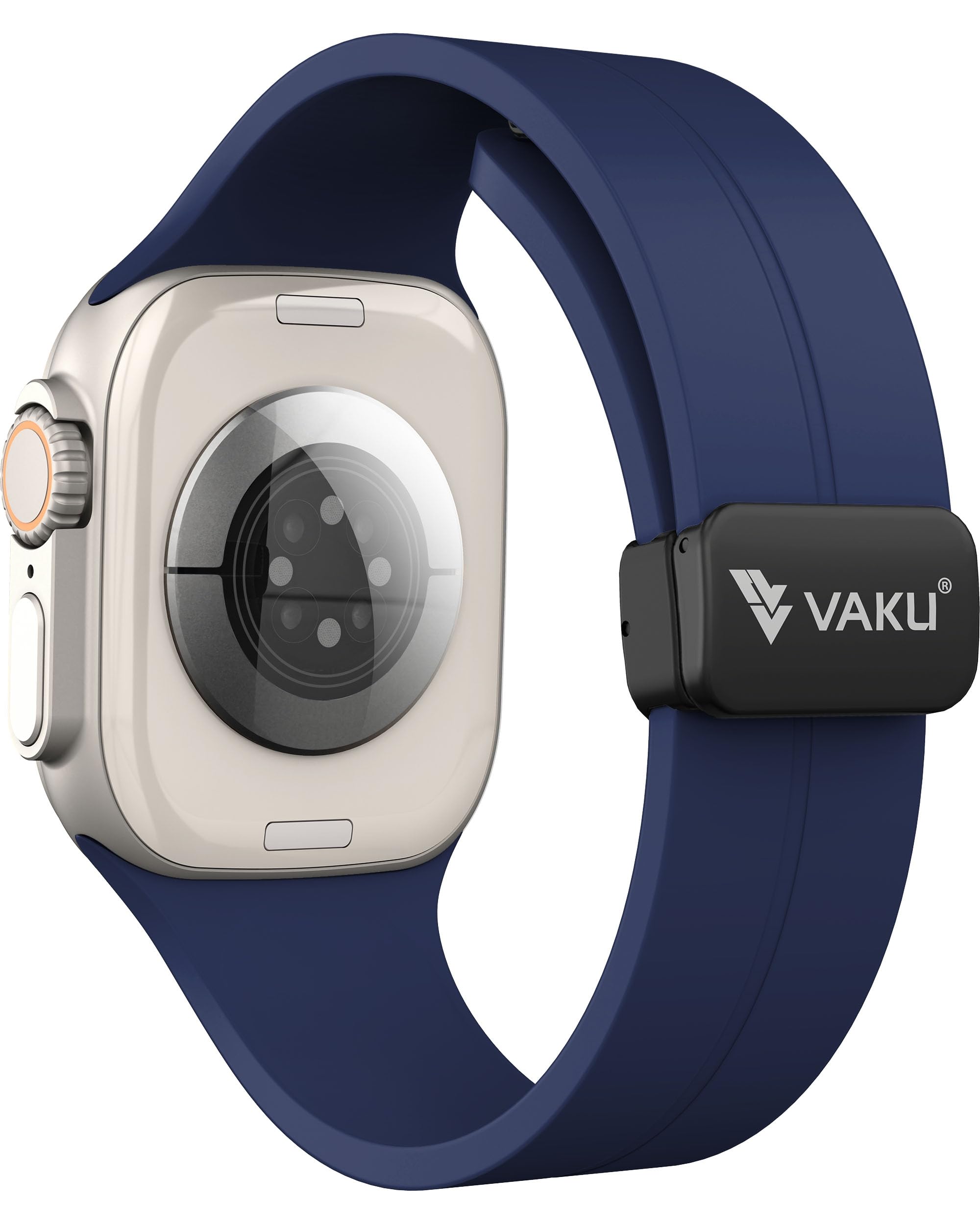 Vaku Luxos® FREYA Silicone Watch Strap with Folding Magnetic Lock Compatible for Apple iWatch Series 9 8 7 6 5 4 3 2 1, SE (38mm|40mm|41mm) Soft Silicone Wristband Strap for Men Women-image-29