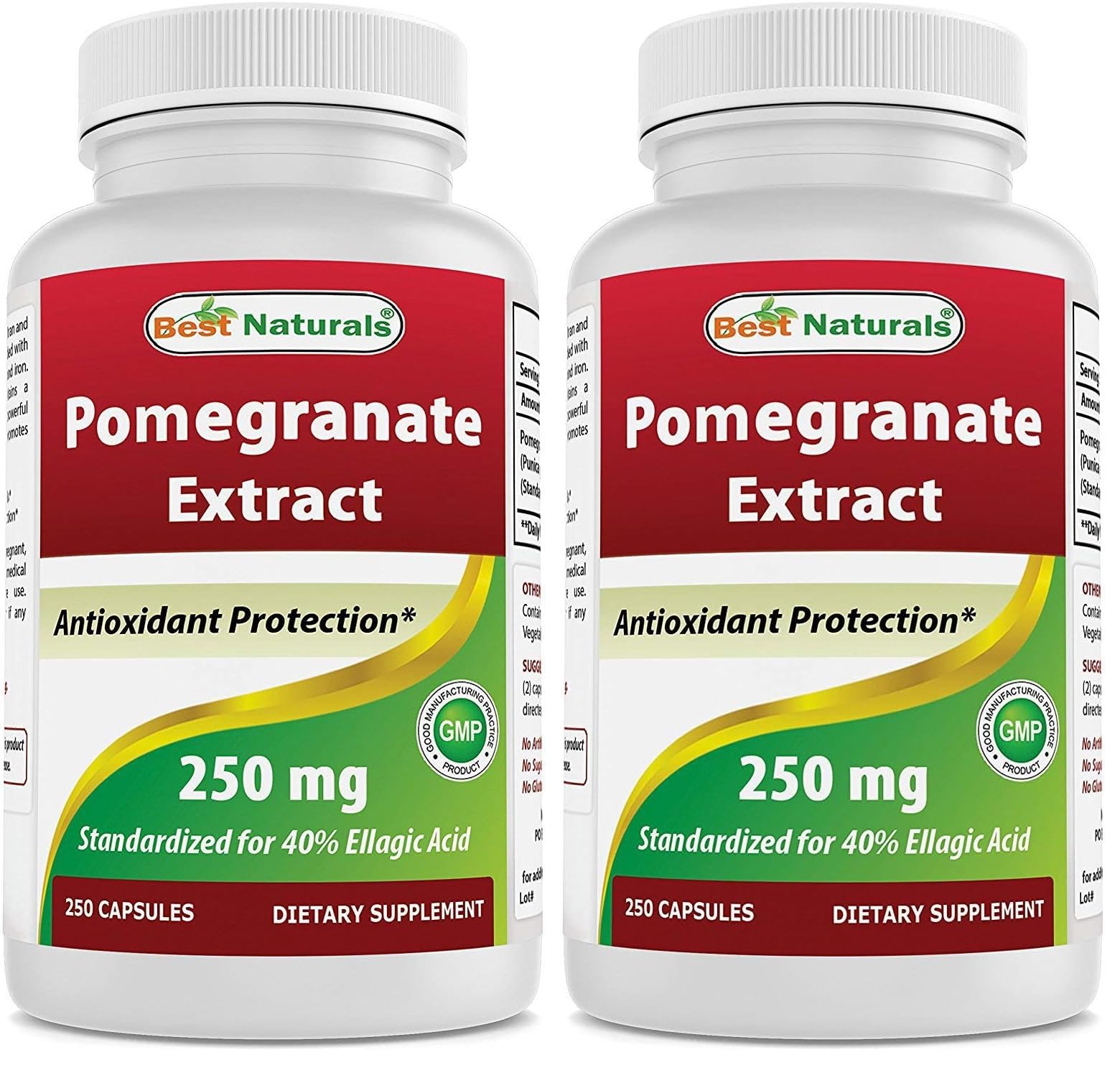 Best Naturals Pomegranate Extract 250 mg 250 Capsules (Pack of 2) 250 Count (Pack of 2)