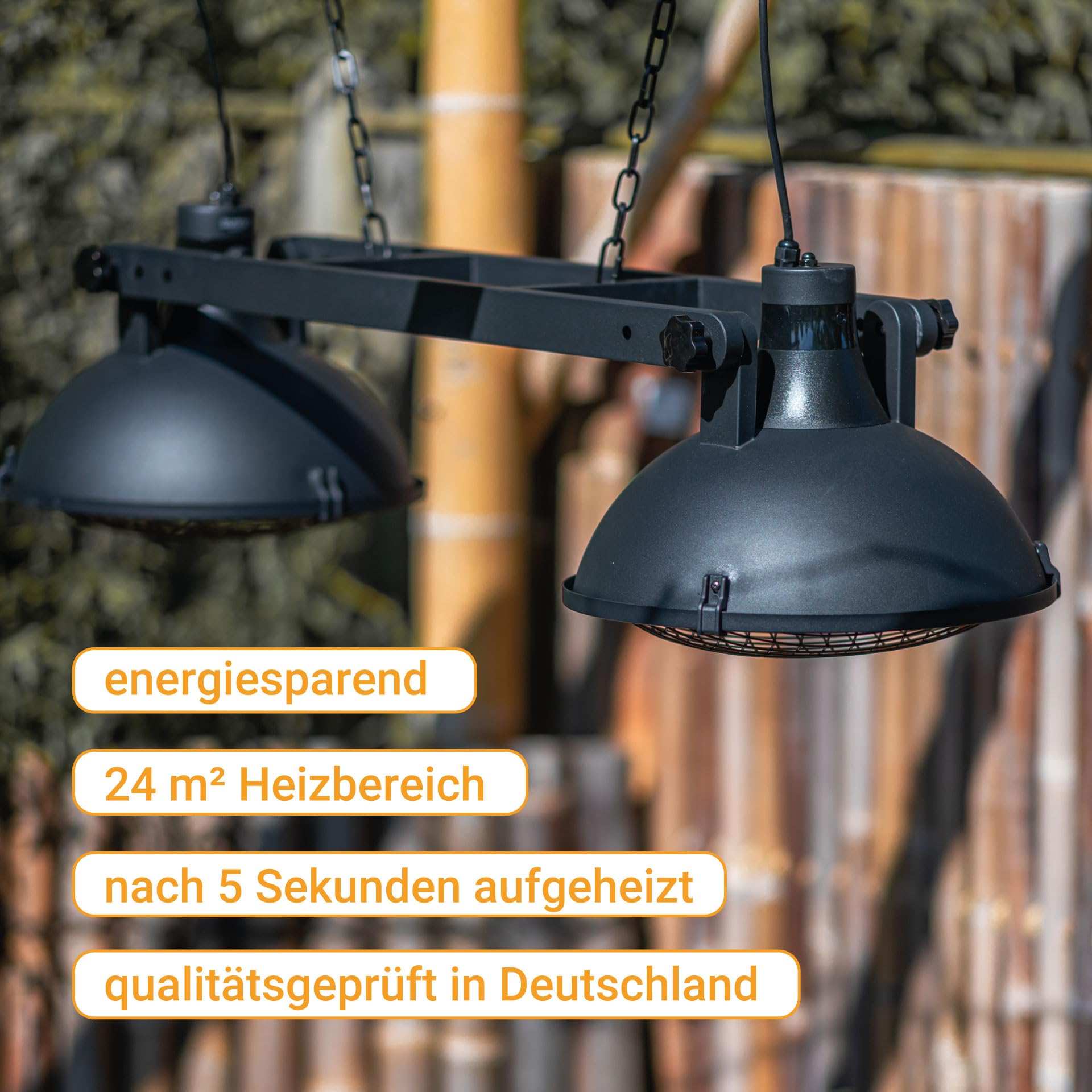 Sunred - Heizgerät Indus II Hängend 3000 - 3000 Watt - Heizstrahler - Terrassenheizung - Metall - Schwarz
