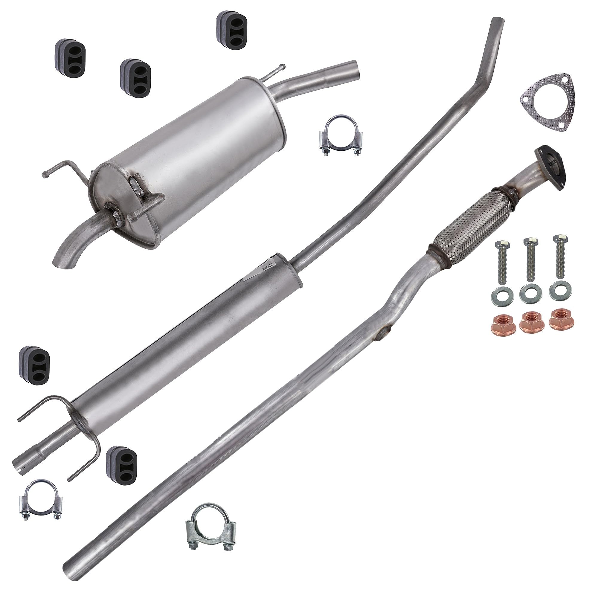 ATEC Germany Set di silenziatori di scarico 1x Tubo di scarico anteriore, 1x Silenziatore centrale, 1x Silenziatore posteriore, con materiale di montaggio, Compatibile con OPEL CORSA C (X01)