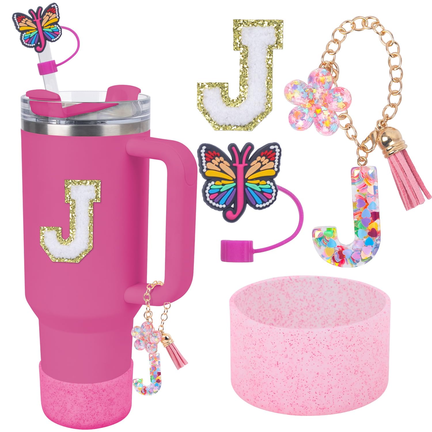 Use for Stanley Cup Accessories Charms 40oz 30oz,Compatible with Stanley Cup Letter Charms for Handle Silicone Boot,Straw Cover Topper & Sticker