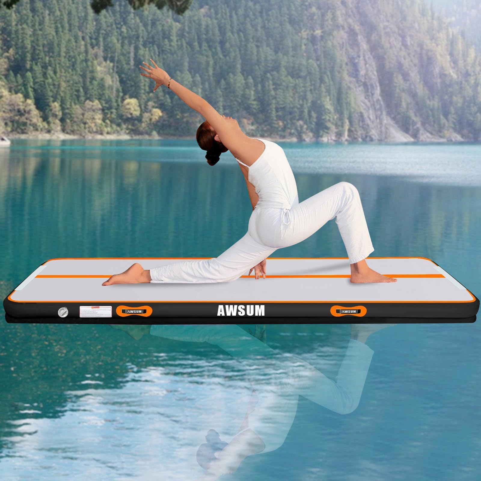 AWSUM 500 x 100 x 20cm Tappetino da Ginnastica Gonfiabile,Air Ginnastica Artistica Track con Pompa, Air Tumbling Materassino da Fitness Yoga Taekwondo per Casa, Campeggio