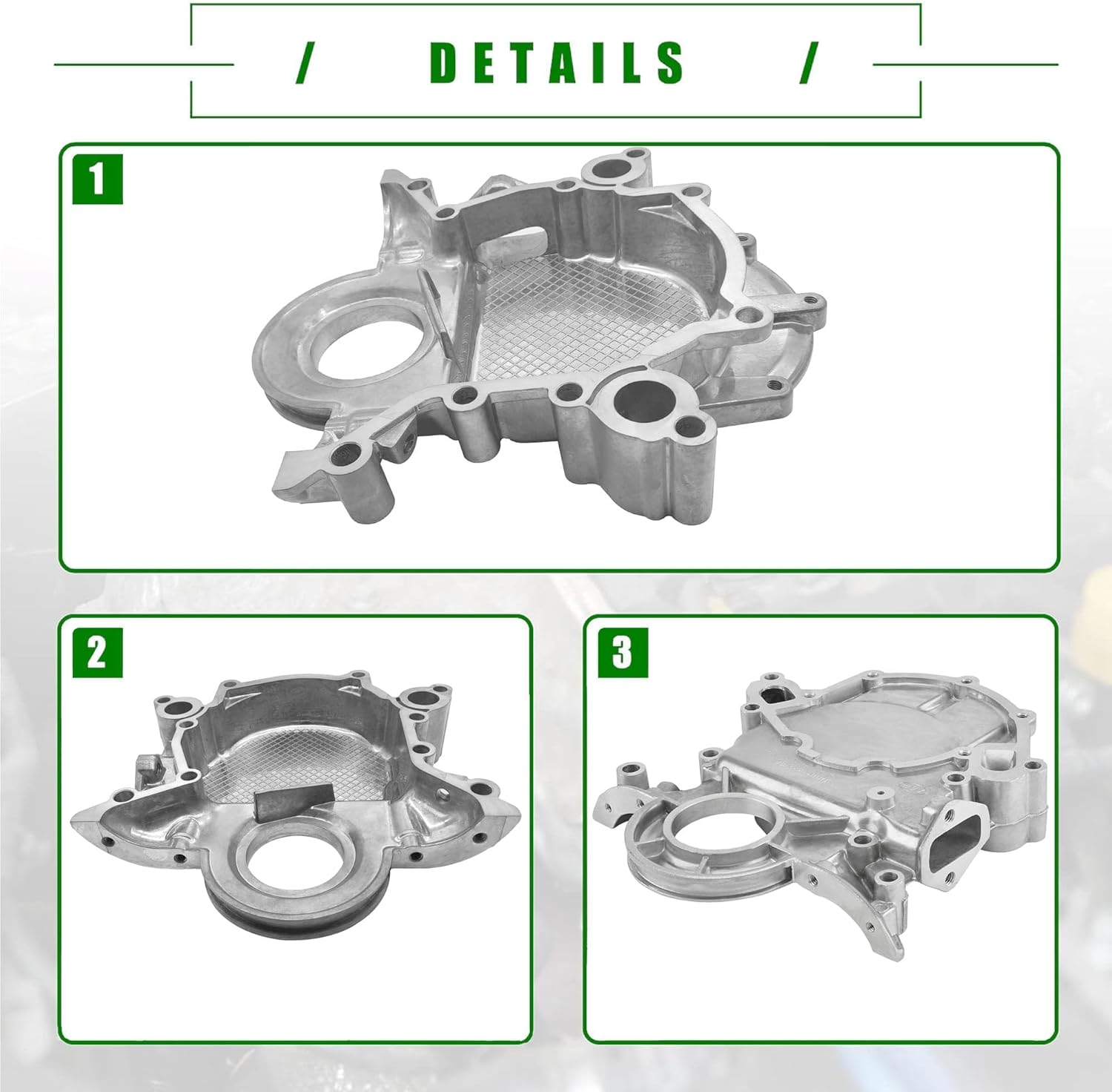 Aluminum Timing Chain Cover Compatible with Ford Bronco F150 F250 F350 Mustang 289/302/351W Engine Replace 635-107, E3AE6059A