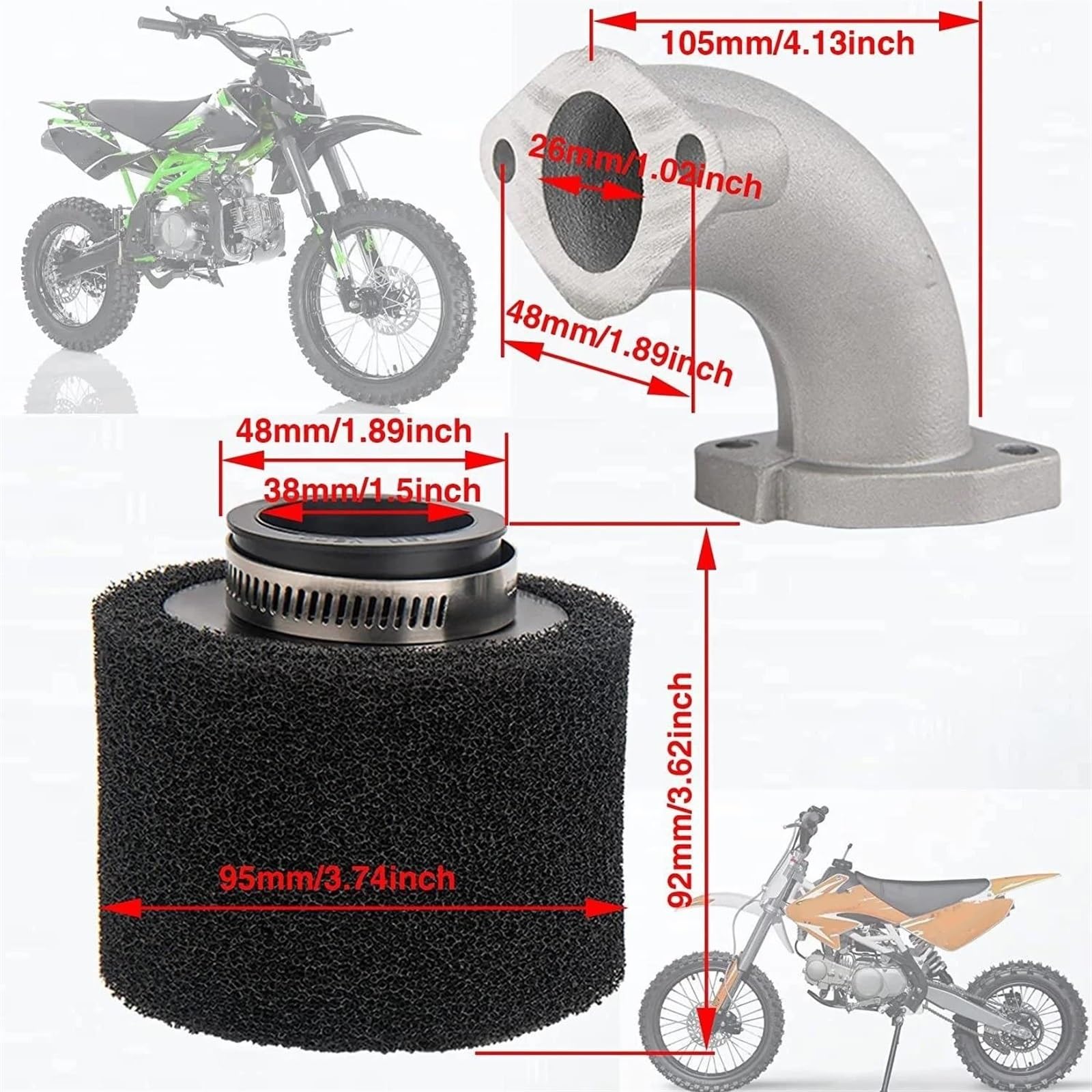 Para Pit Dirt Bike 110cc 125cc 140cc para Lifan YX 26mm Kit de carburador accesorios tubo entrada(1 pc)