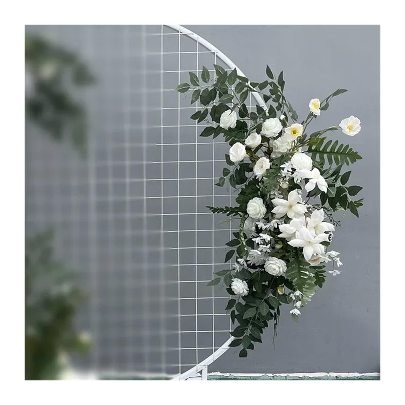 Flower Arch Wedding Flower Simulation Artificia Silk Flowers Arch Round Art Window Decoration Props T Stage Leaf Hanging(Color9 M)