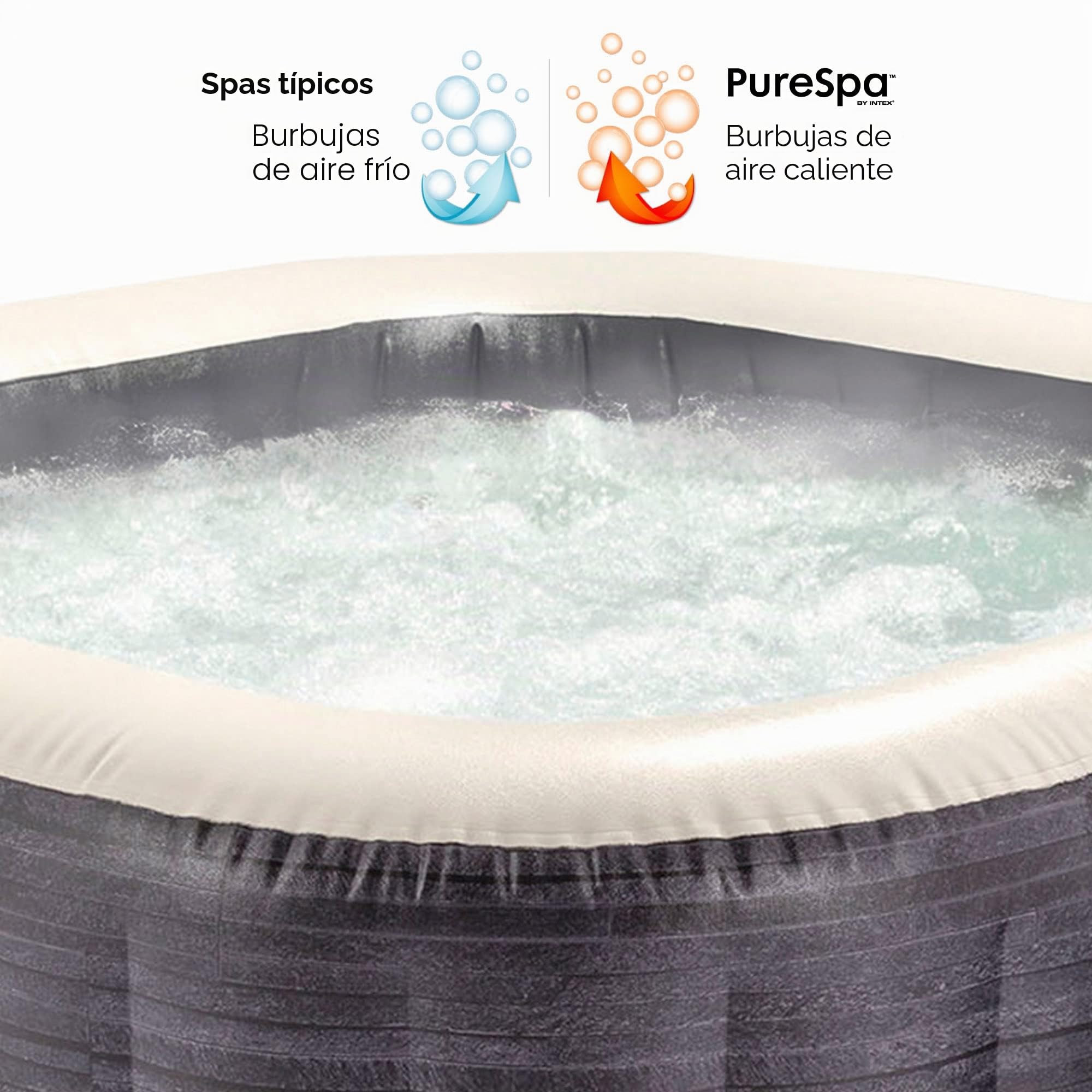 Intex 55090 - SPA Hinchable Exterior e Interior para 4 Personas, Medidas 175x175cm, Capacidad 795 litros, Temperatura del Agua 10º- 40º, SPA Inflable, bañera