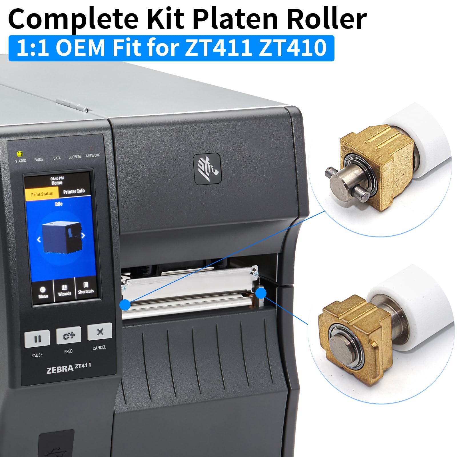 P1058930-080 Kit rullo per piastra per Zebra ZT410 ZT411 Rullo di trasferimento stampante termica per etichette 203dpi 300dpi 600dpi