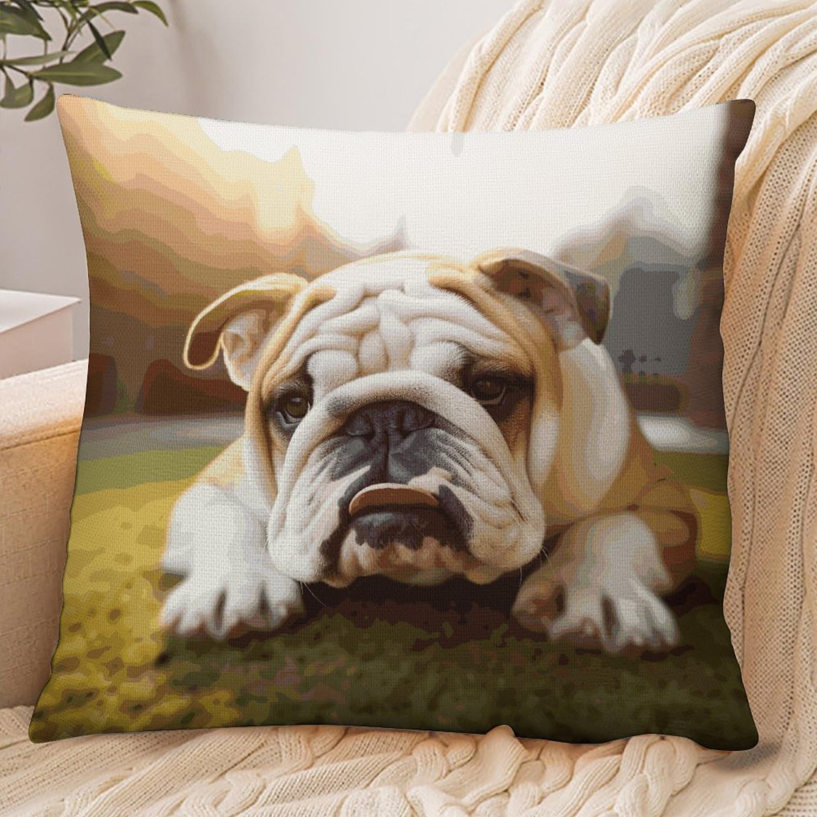 Fekiloot Style Cute Bulldog Puppy Pillowcase Pillow Sham Pillow Case