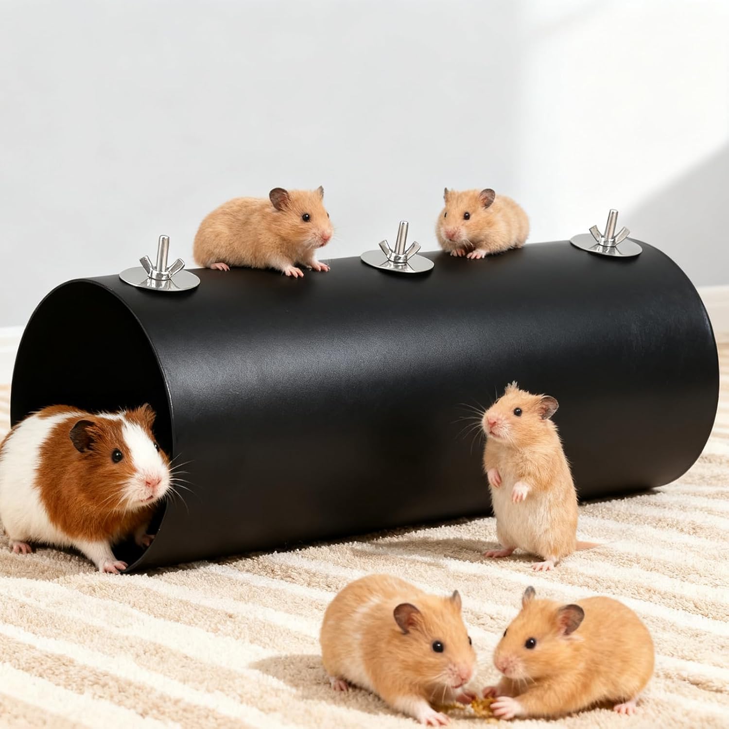 2 Pack Hanging Cooling Tunnel Toys Cage Accessories Small Animals Tubes Tunnel Toys Hideout Portable Rabbit Tunnels for Guinea Pig Hamster Chinchilla