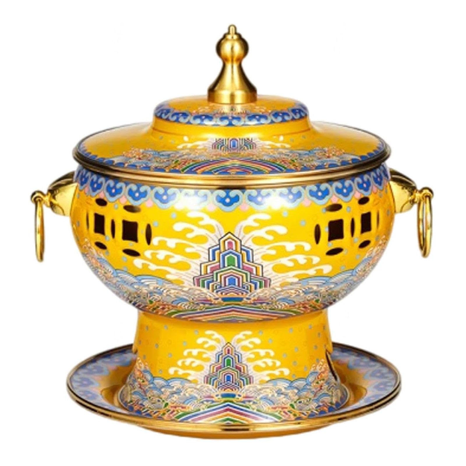 asdchZen Old Hot Pot,Chinese Copper Hot Pot,Chinese Copper Hot Pot Single Alcohol Stove Small Hot Pot Cloisonne Copper Hot Pot For Hiking Home Camping Picnics Parties,B