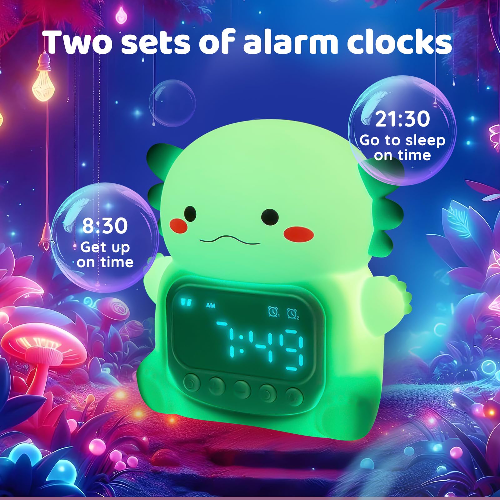 Amazon.com: Aokpsrt Axolotl Alarm Clock with Night Light for Kids