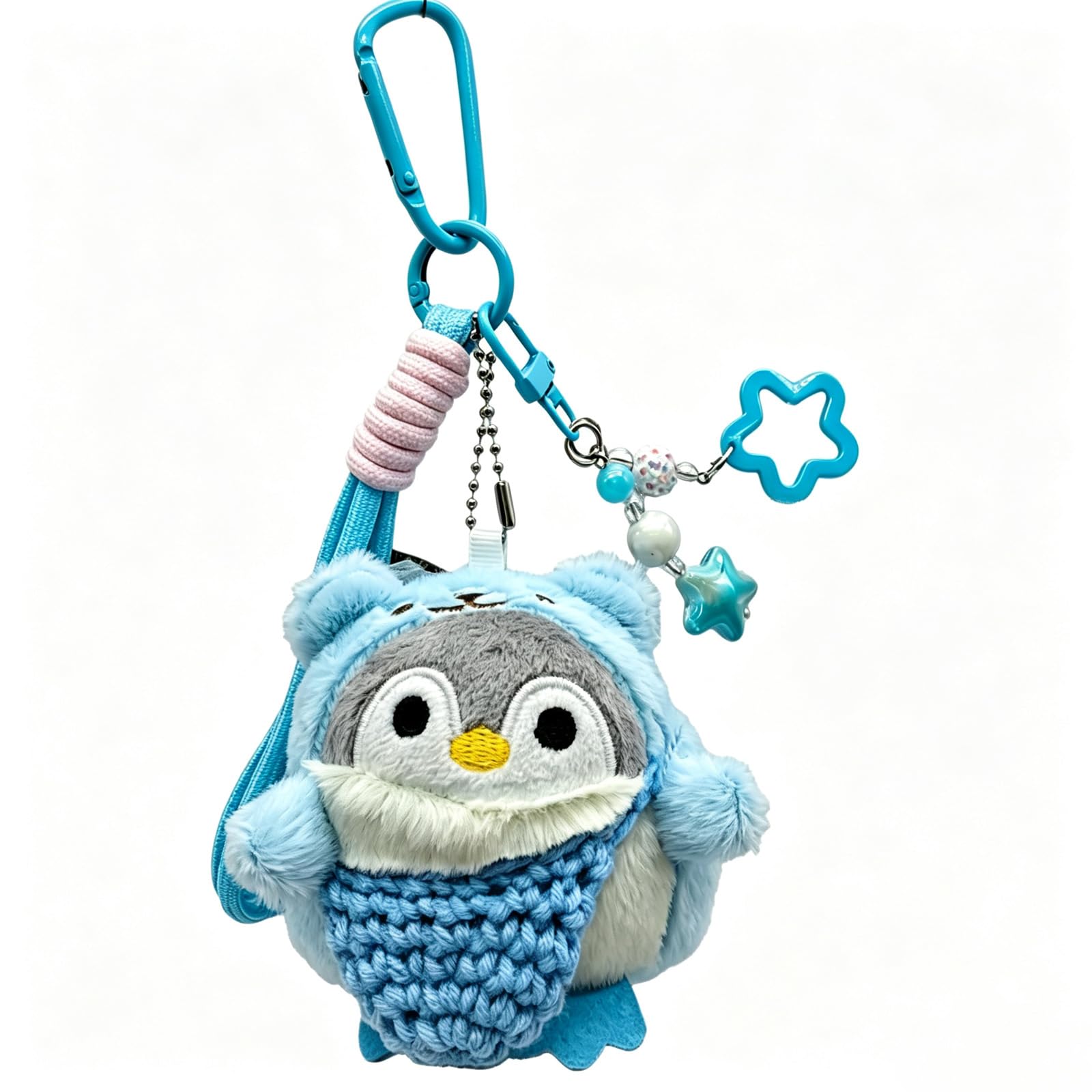 Blue Penguin Plush Keychain with Star Pendant Bag Charm for Girls Gift-image-11