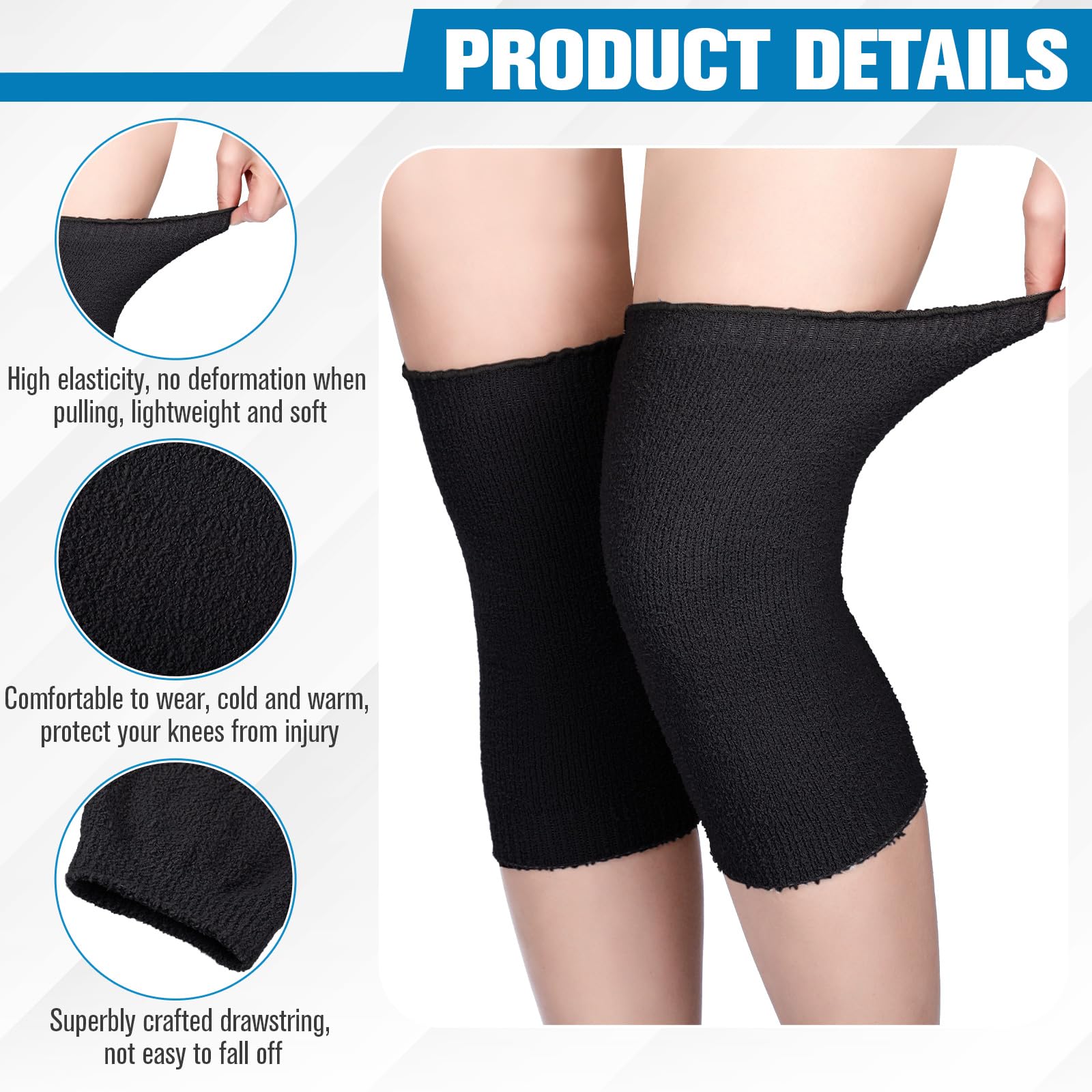 Geyoga Calentador de Rodillas de Invierno Manguito de Punto Elástico para Rodillas Protector de Rodillas Térmico Antideslizante Protector de Rodillas para Problemas de Artritis(Gris,1 Par)