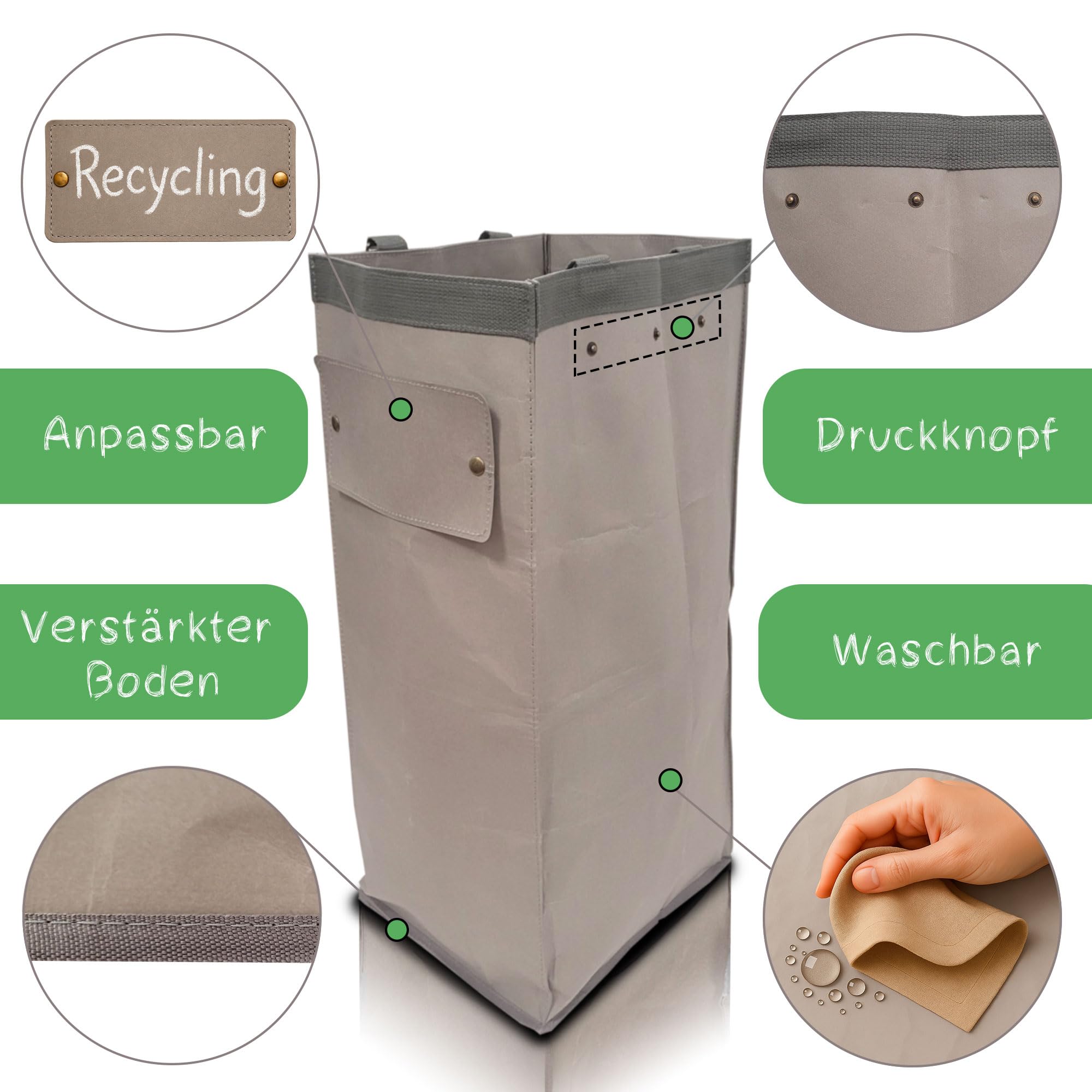 NYIKA Recycling System - Altglas Sammelbehälter - Pfandflaschen Aufbewahrung - Leergut Sammelbehälter - Mülltrennsystem 3fach - Mülltrennsystem