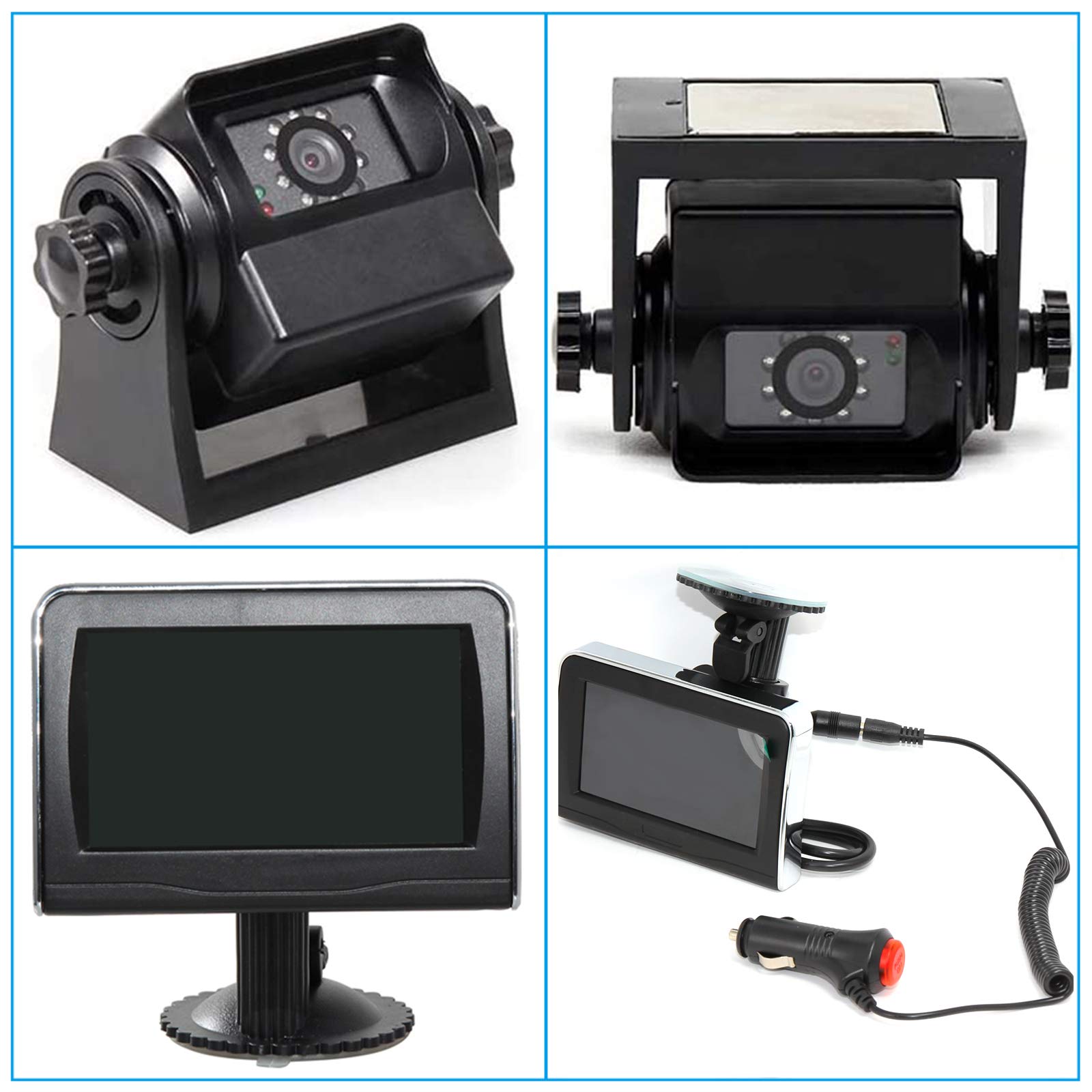 EWAY WiFi Wireless Trailer Hitch Backup Rear View Camera & 4.3