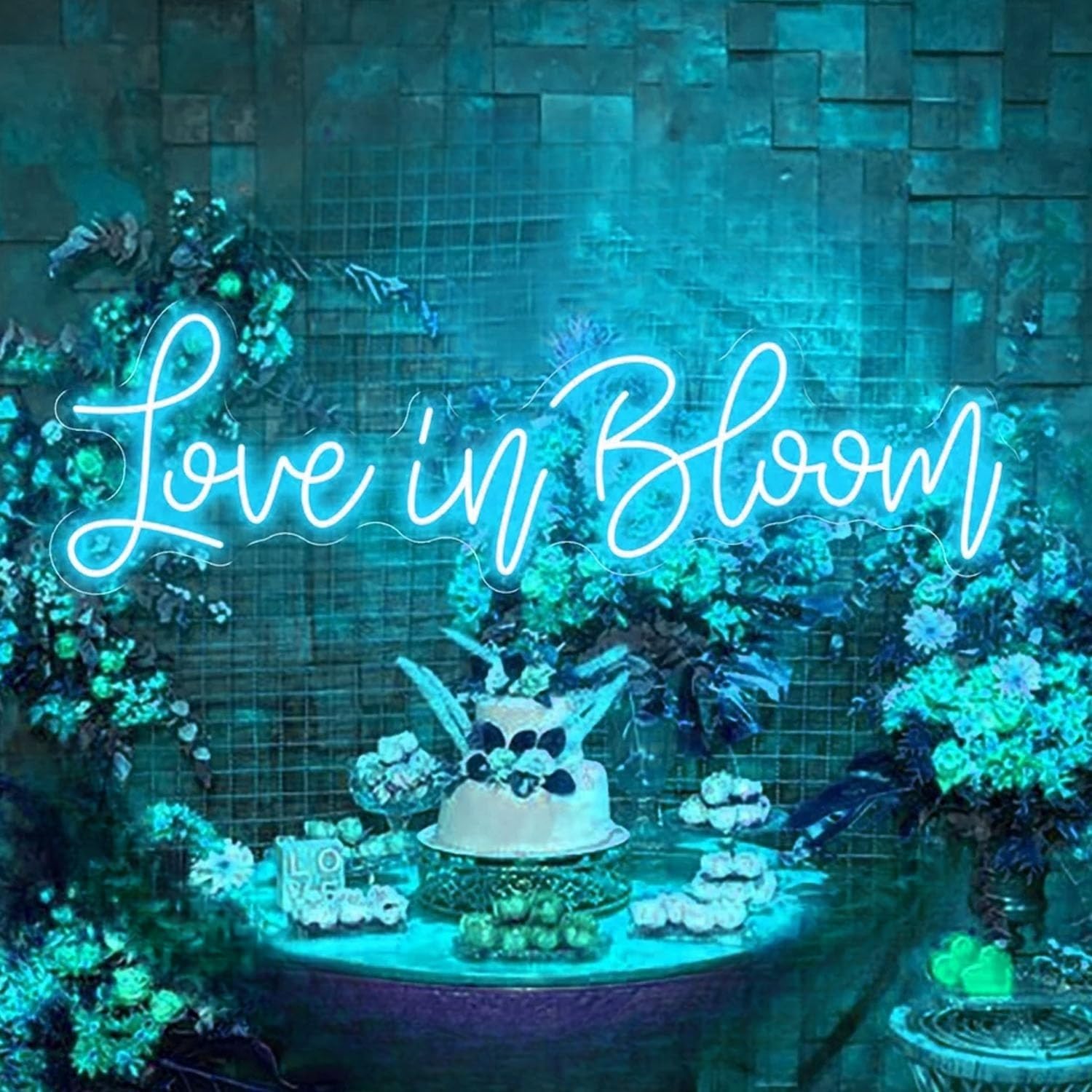 Amor en flor neón signos, luz de boda personalizada, LED signos para fondo de boda, favores hechos a mano, lámpara promposal