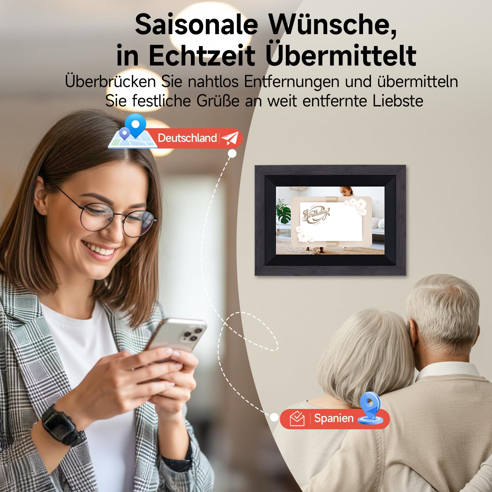 Digitaler Bilderrahmen, Rollei Smart Frame WiFi 105 10,1 Zoll Frameo WLAN Digital Photo Frame 1920x1200 Touchscreen 32GB Speicher Holz Schwarz Digitaler-Bilderrahmen-Digital-Elektronischer-Fotorahmen