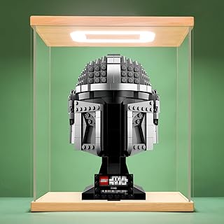 NONEMEY Acrylic Display Case with Led Light for Lego 75328，Assemble Clear Acrylic Display Case Stand Dustproof Showcase Organizer Box for Action Figures (8.3x8.3x9.8 inch, 21x22x25cm)