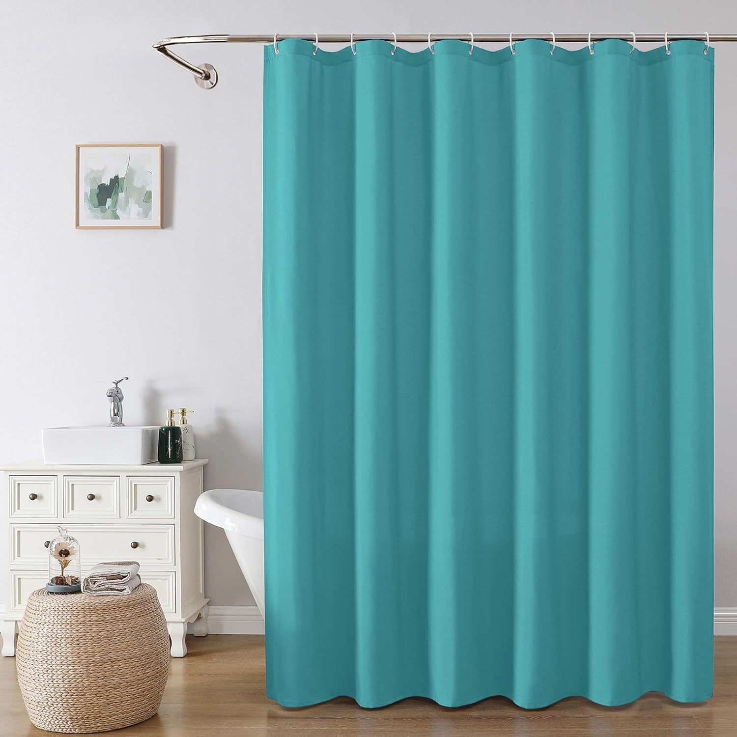 Rideau de douche lavable et imperméable en polyester couleur unie