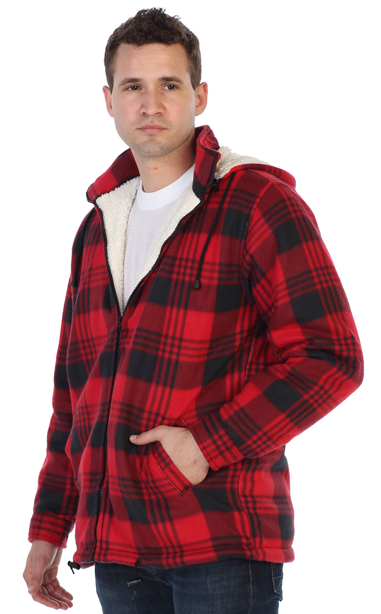 Gioberti Chaqueta para hombre con forro de franela Sherpa con capucha desmontable