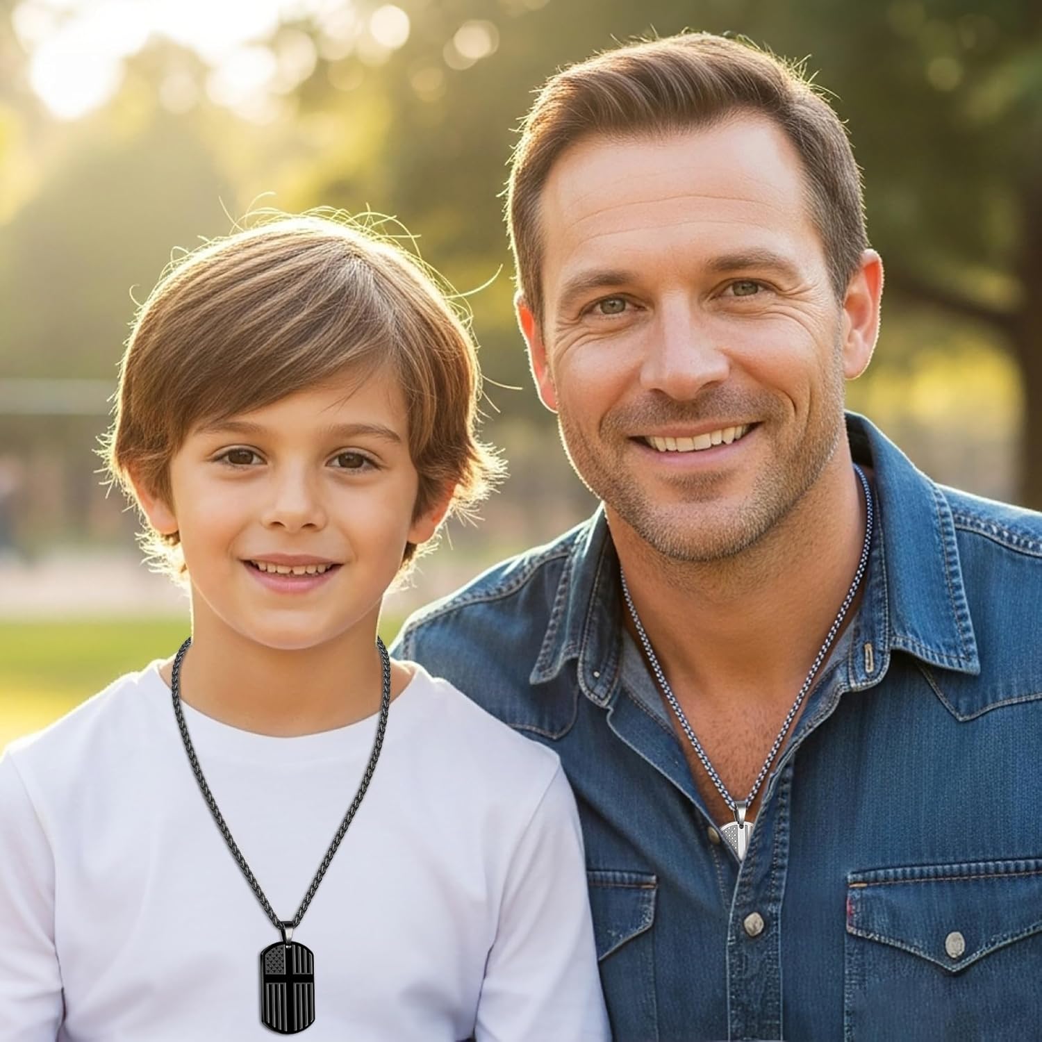 Cross Dog Tag American Flag Bible Verse Necklace Stainless Steel Pendant Chain Military Religious Jewelry Gifts for Men Teen 22+2 Inch - Image 6