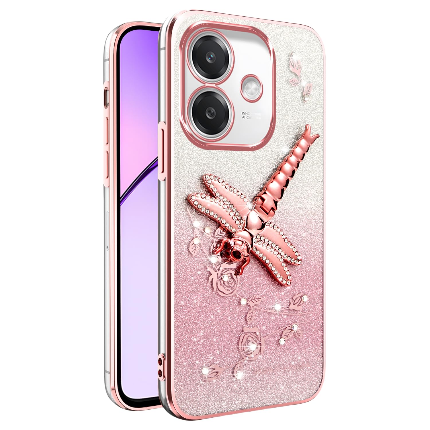 Amazon.com: KUWAI Phone Case for OPPO A3X - Soft TPU Silicone Glitter -  Dragonfly Kickstand - Compatible with OPPO A3X - Shimmery Glossy Finish -  3-in-1 Design : Cell Phones & Accessories