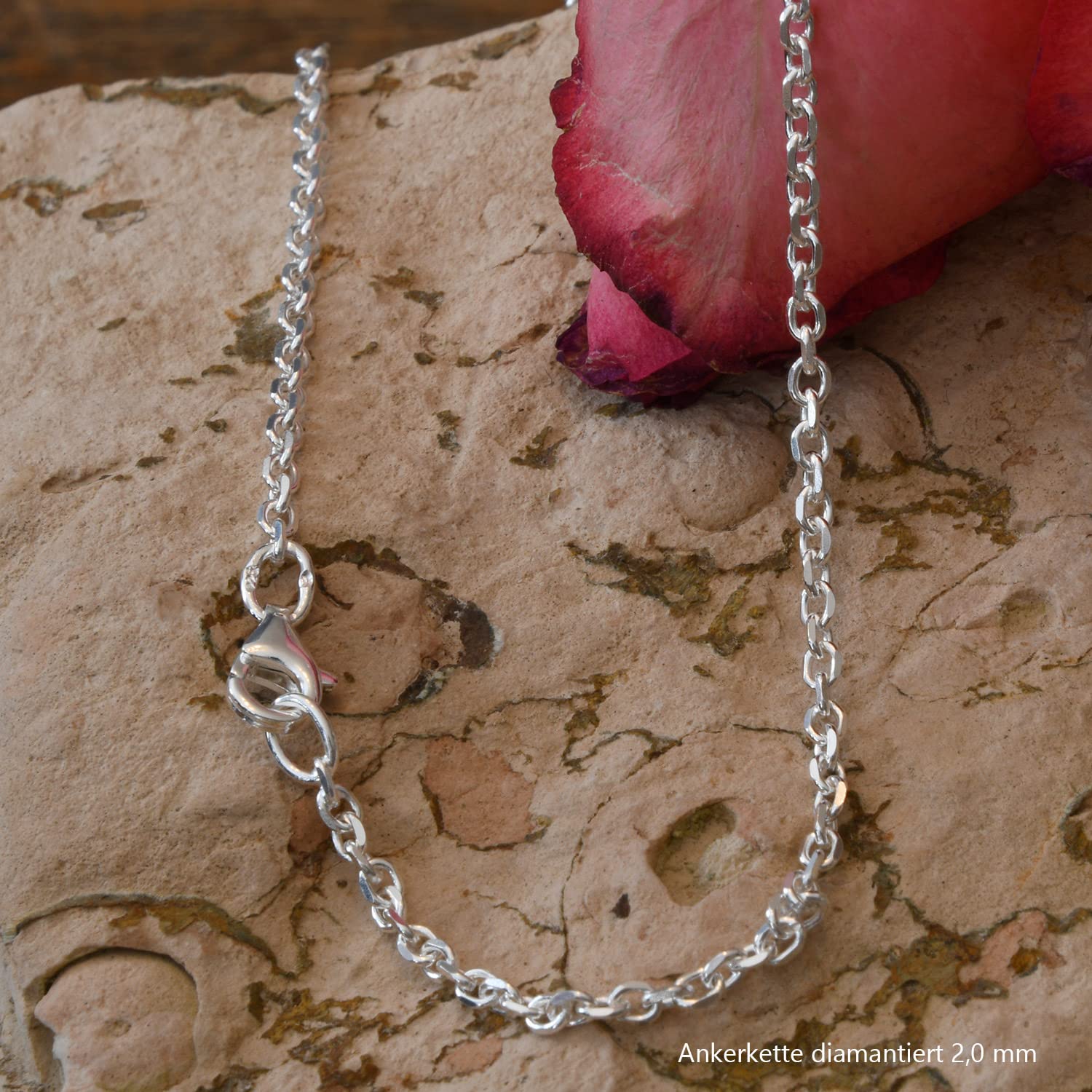 Ankerkette diamantiert Halskette massiv 925 Sterlingsilber Auswahl