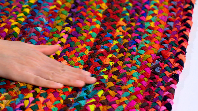 Tapete de Algodón Trenzado Boho 6'x6' Rojo y Multicolor miniatura 7