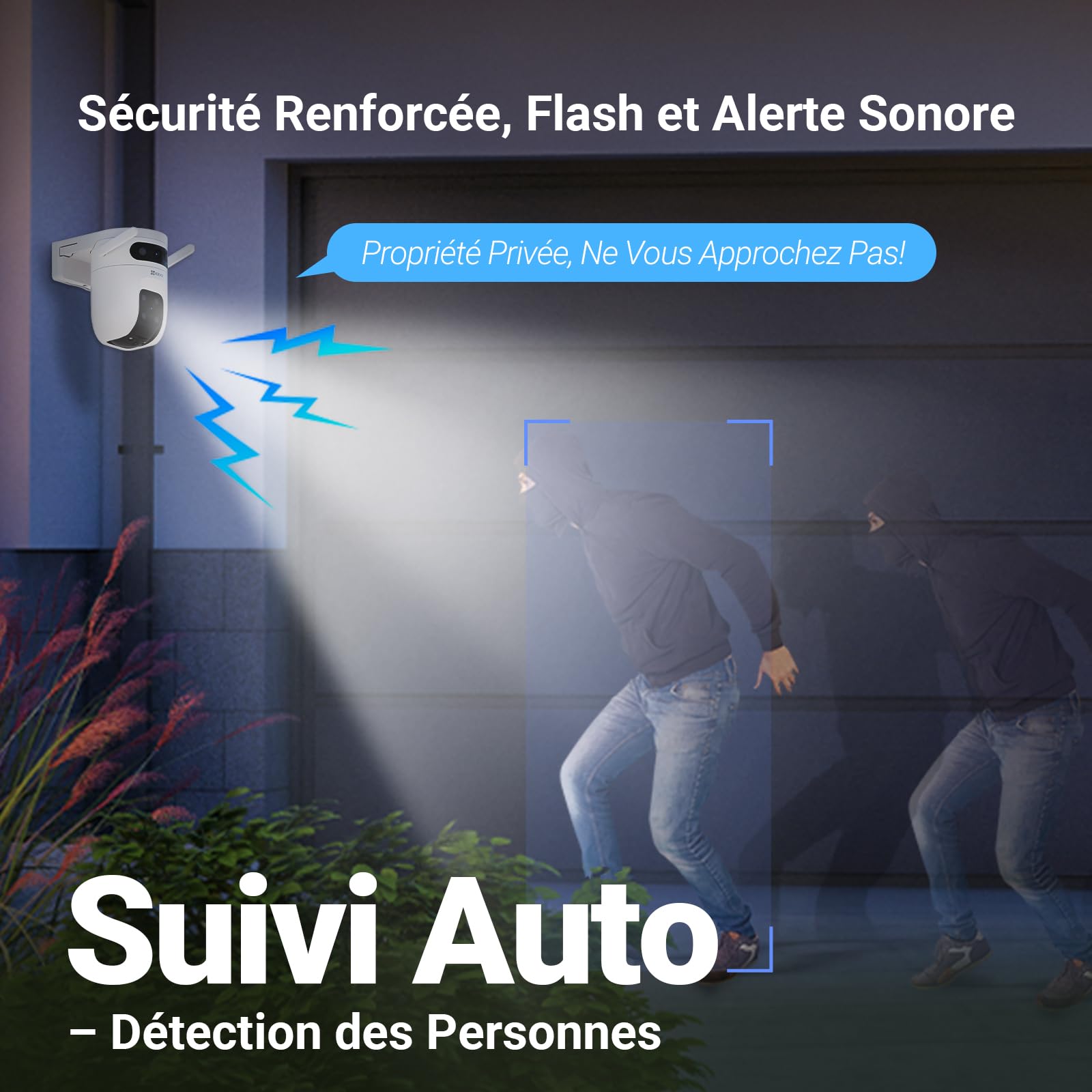 EZVIZ 3MP+3MP Caméra Surveillance WiFi Extérieure à Double Objectif, 360° PTZ Camera, Suivi Auto, Détection de Forme Humaine/Véhicule,Défense Active,Vision Nocturne Couleur 40M, C9c 2K Dual