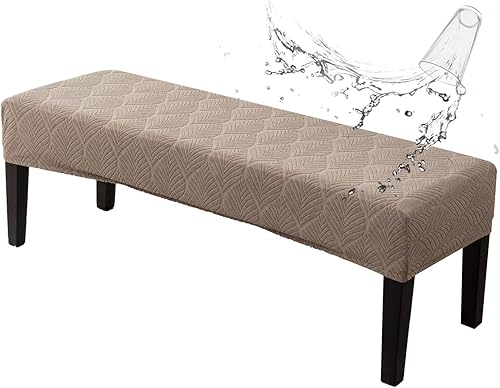 Miniatura 18 de Genina Fundas impermeables para banco de comedor, cubierta protectora de asiento de banco de jacquard elástica, funda de banco rectangular para