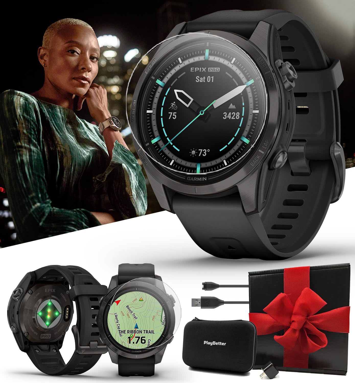 時計 Garmin Epix Pro 42mm Carbon Gray epix Pro - Advanced GPS Fitness Activity Tracker Smart Watch