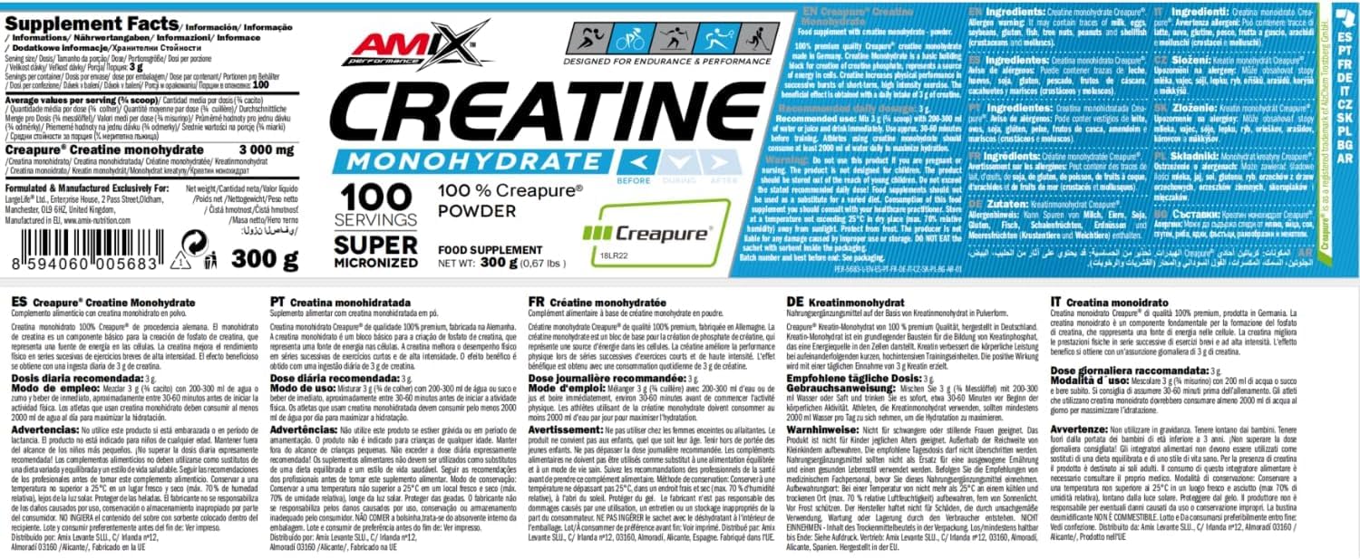 AMIX CREATINE CREAPURE PERFORMANCE EN POLVO - 300 GR
