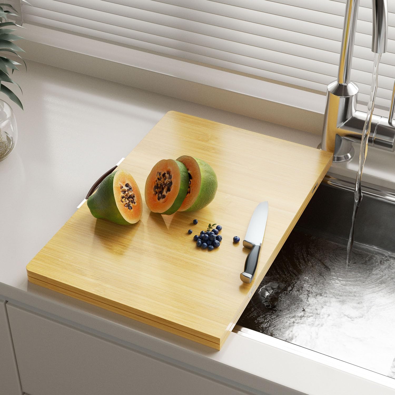 Bamboo Stove Covers for Electric Stove - Noodle Board Stove Top Cover Board For Gas Burner,Wooden RV Stovetop Cover (Foldable Cover)