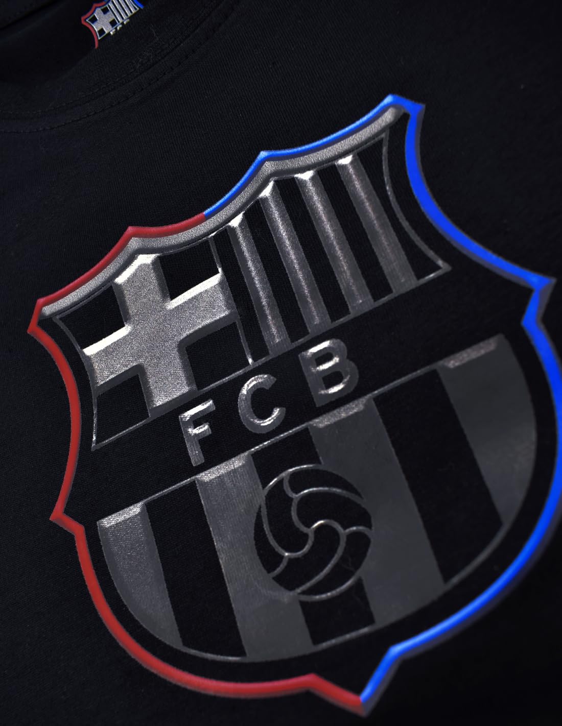 Barcelona BARÇA Czarna bawełniana koszulka T-shirt z licencją, rozmiar dla dorosłych S