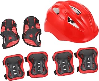 KICHOUSE 7 Pçs Capacete Patinação Guarda De Pulso Crianças Joelho Skate Joelheiras Crianças Joelheiras Crianças Ciclismo Capacete Cotoveleiras Conjunto Guarda Crianças