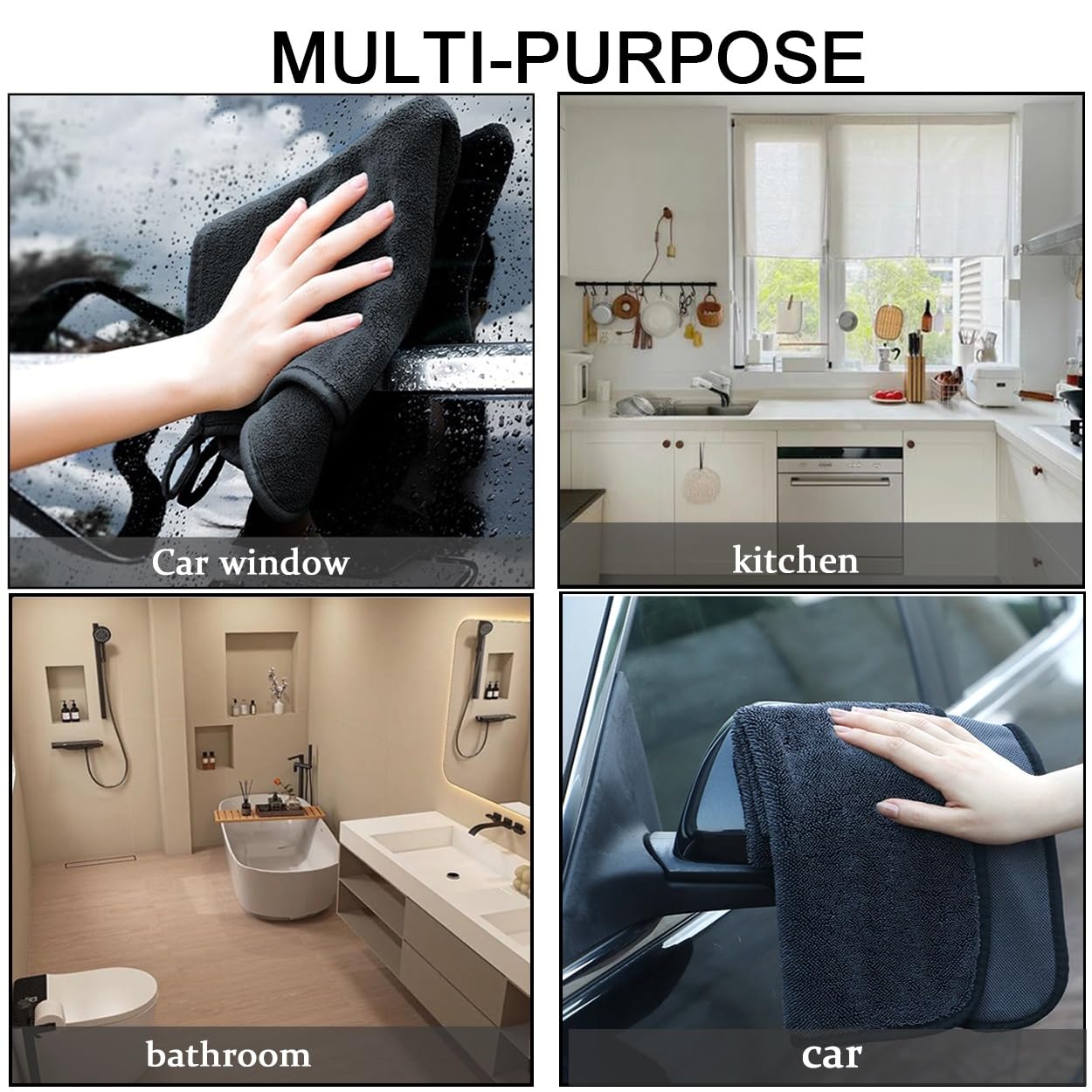 6-teiliges Set Badezimmer-Trockentücher, Premium-Auto-Trockentücher, große, gedrehte Mikrofasertücher, for die Autoreinigung, for Entfernen von Wasser in Dusche und Bad(40cmx60cm)