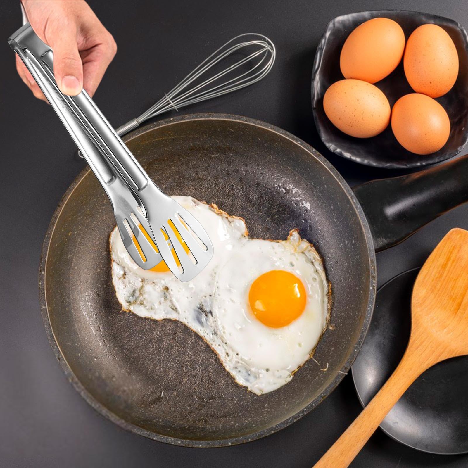 pologmase Pinzas de metal – Pinzas de cocina resistentes de acero inoxidable – Pinzas de cocina de acero inoxidable apto para uso alimentario para comedor, cocina interior y exterior