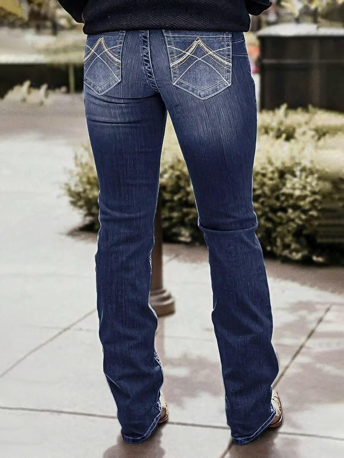 Flamingals Boot Cut Jeans for Women Mid Waist Tummy Control Trendy Flare Jeans Straight Denim Pants - Image 3