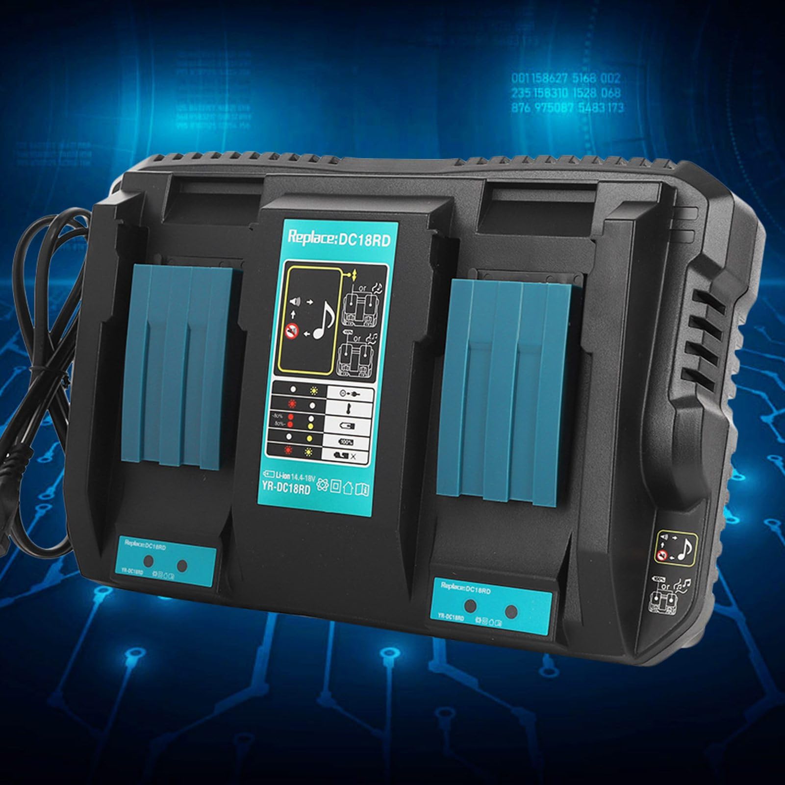 Caricabatteria doppio con interfaccia USB per 14.4-18V(110-240V)