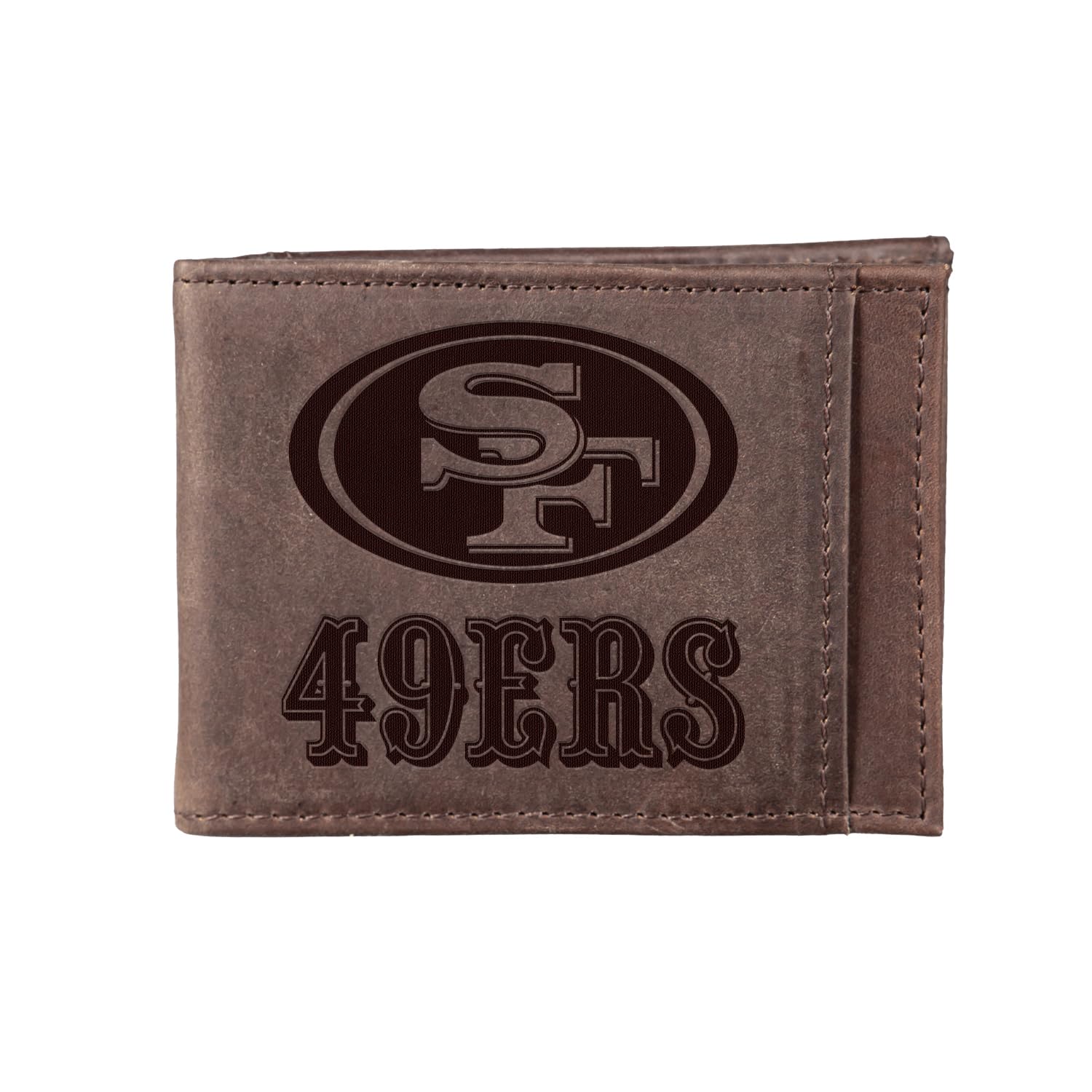Team Sports America NFL San Francisco 49ers Front Pocket Slim Wallet for Men | Minimalist Leather RFID Blocking Bifold Card Holder with Money Clip | Officially Licensed Stamped Logo